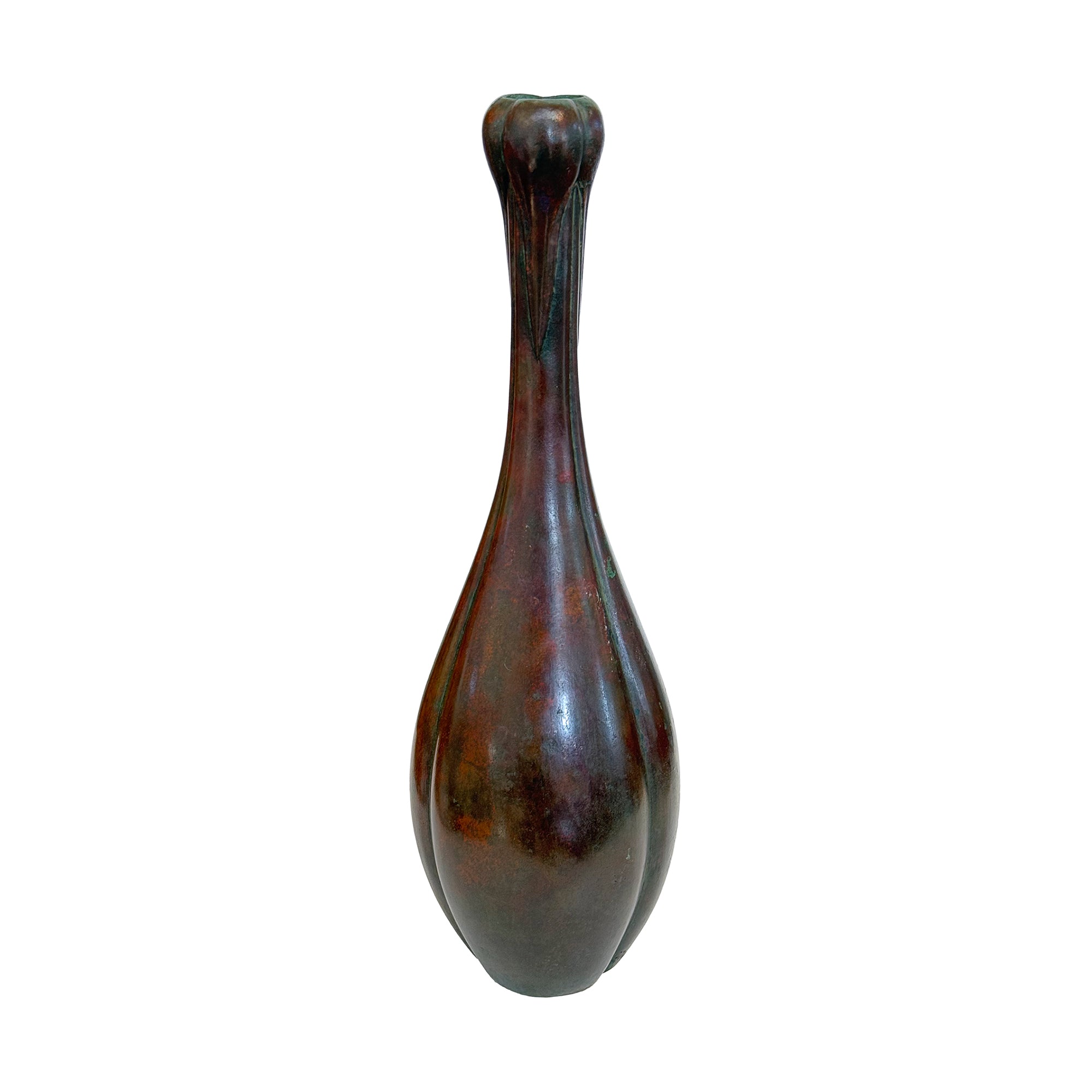 Late 19th-Century Japanese Bronze Vase with Cranes Motif