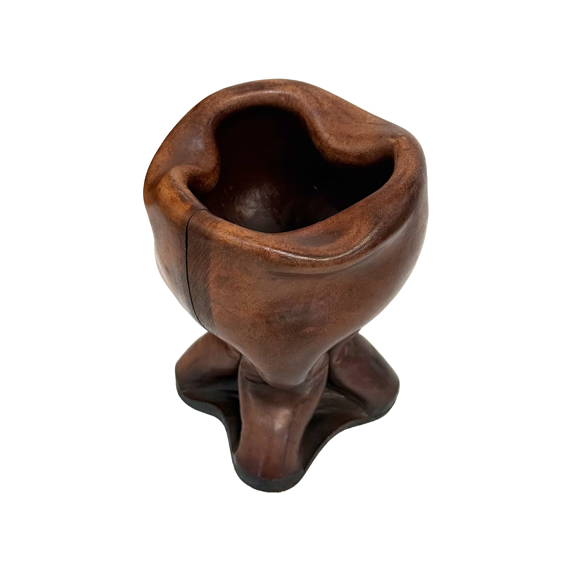 Italian Biomorphic Leather Vessel