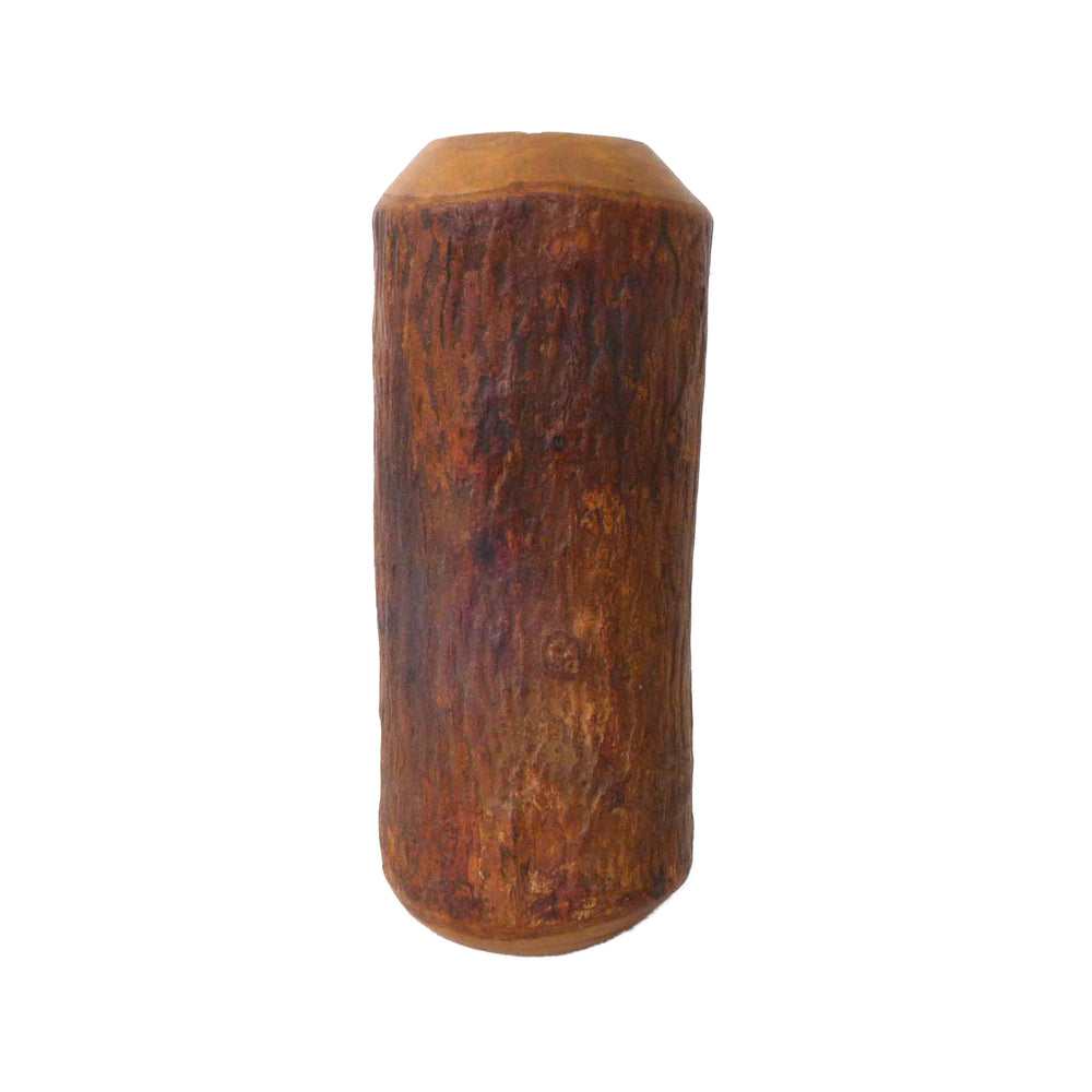 Live Exterior Carved Wood Cylindrical Vase