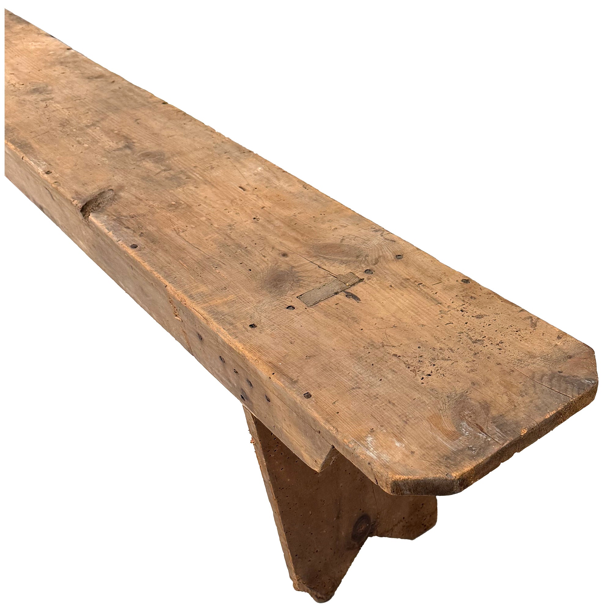 Long Late 19th Century Pennsylvania Dutch Hand Crafted Wood Bench