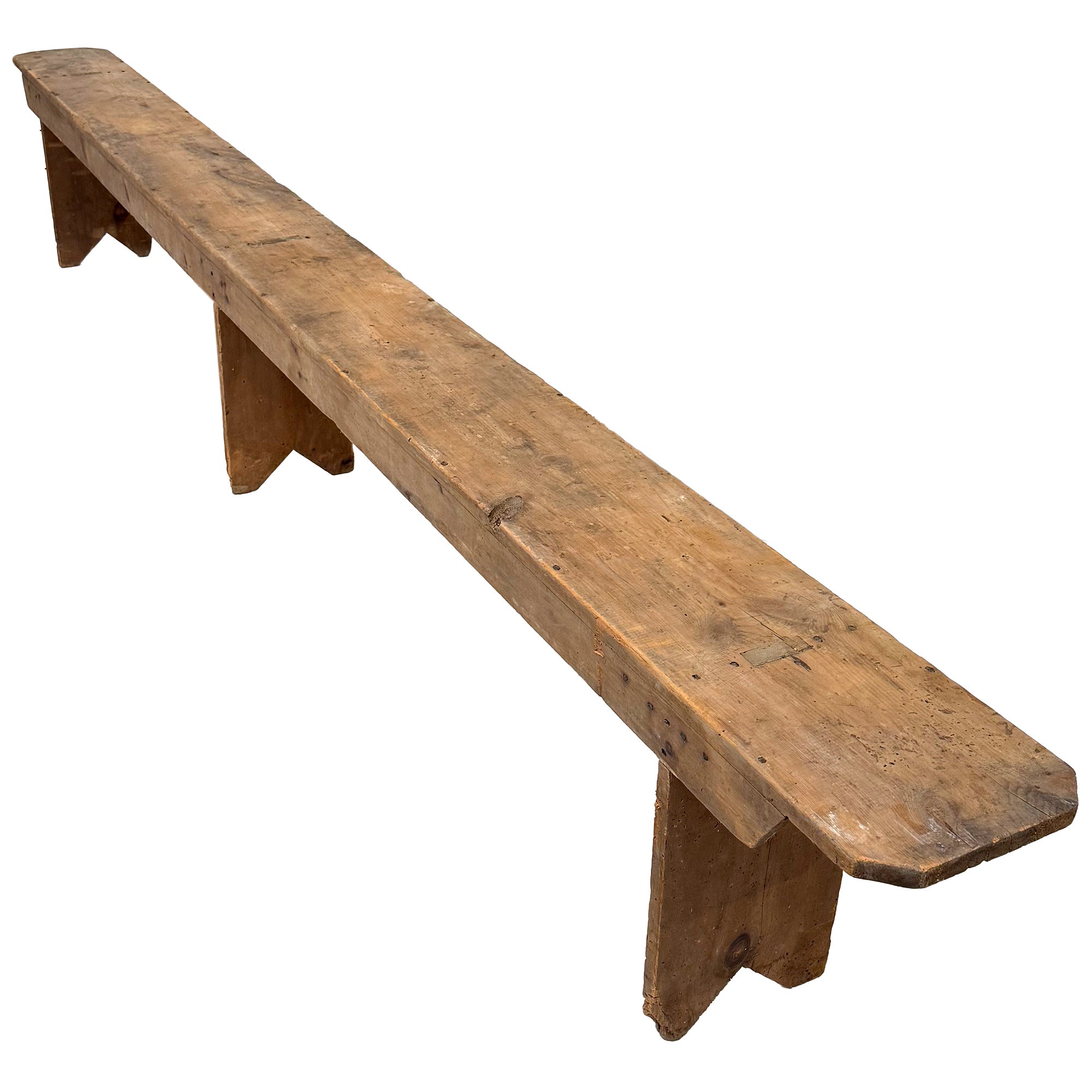 Long Late 19th Century Pennsylvania Dutch Hand Crafted Wood Bench