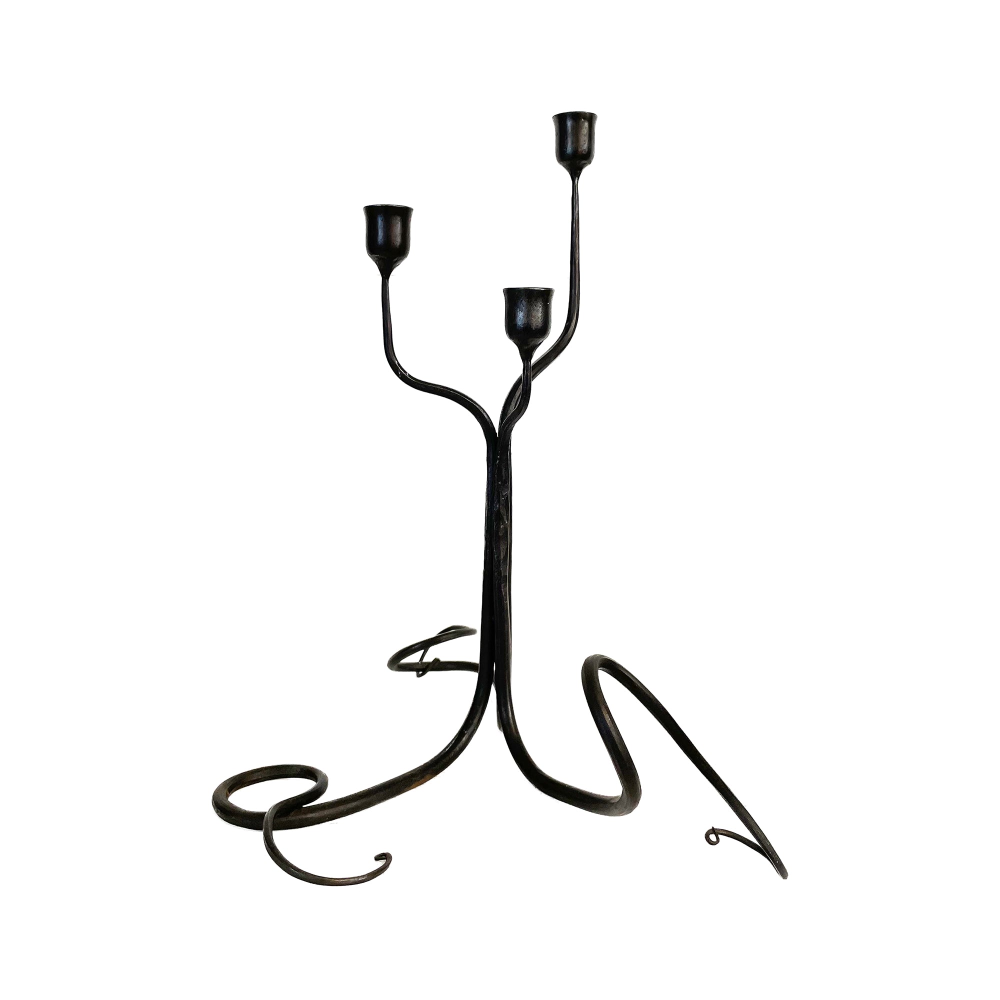 Looping Wrought Iron 3-Light Candlestick