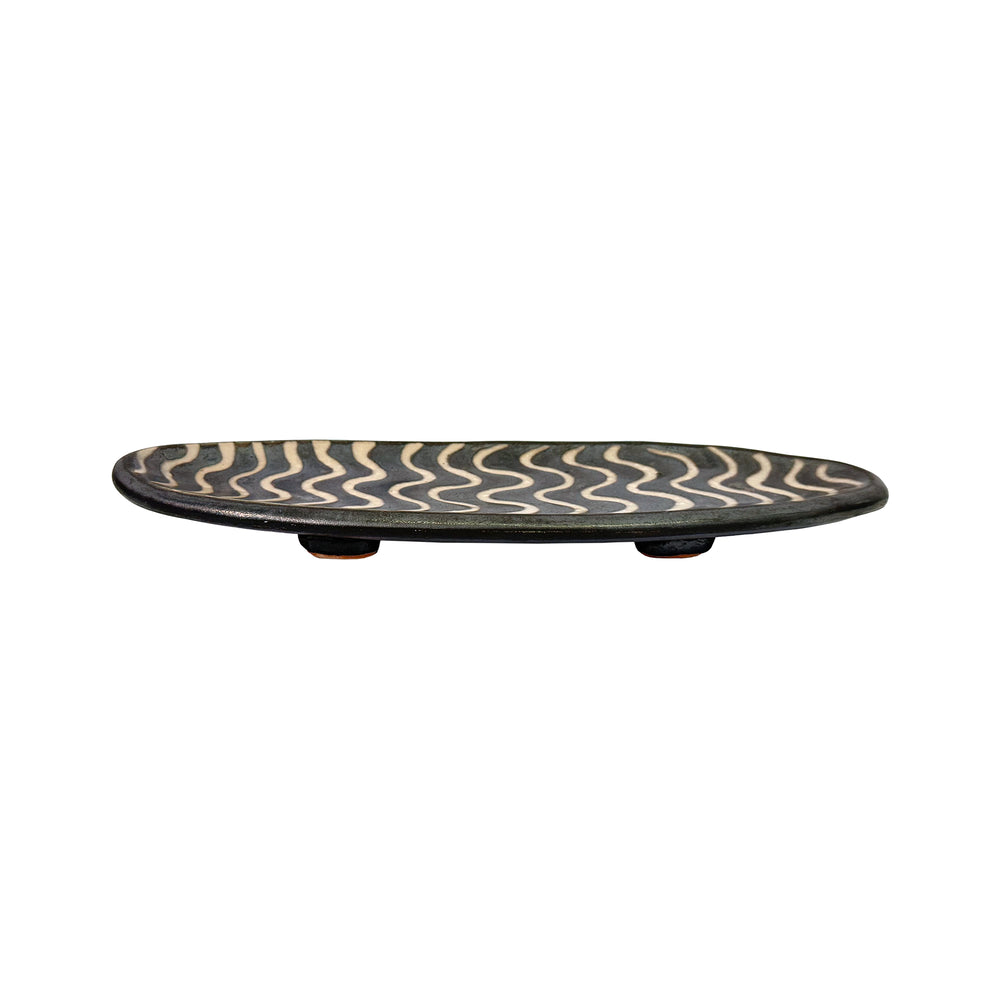 Low Ceramic Catch-All with Squiggle Glaze