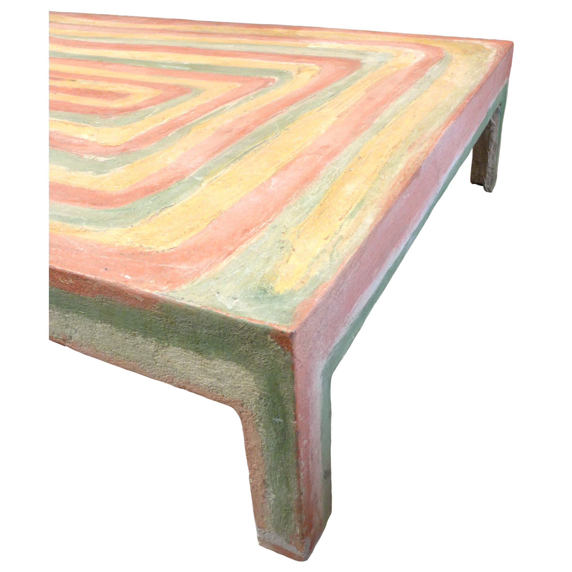 Low Hand-Painted Spiral Coffee Table by Audrey Hemenway