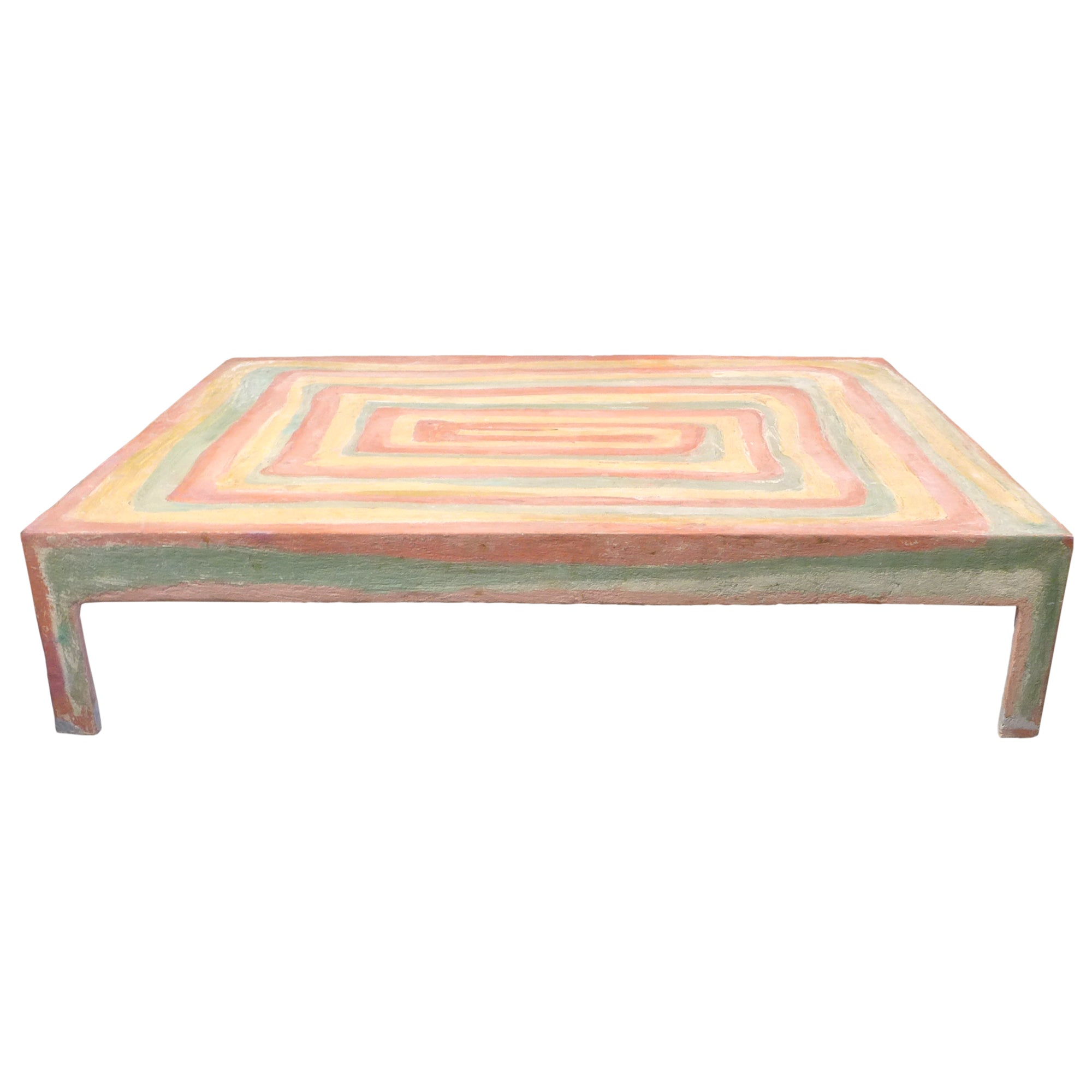 Low Hand-Painted Spiral Coffee Table by Audrey Hemenway