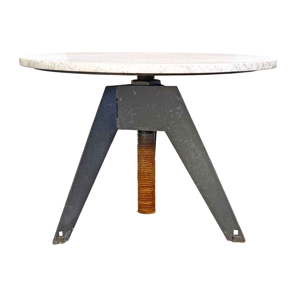 Round Marble & Machined Steel Table with Variable Height