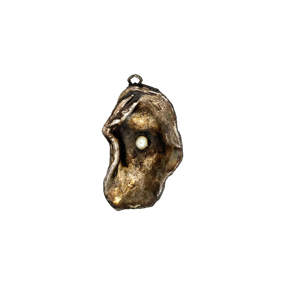 Metal Clad Shell Pendant with Pearl
