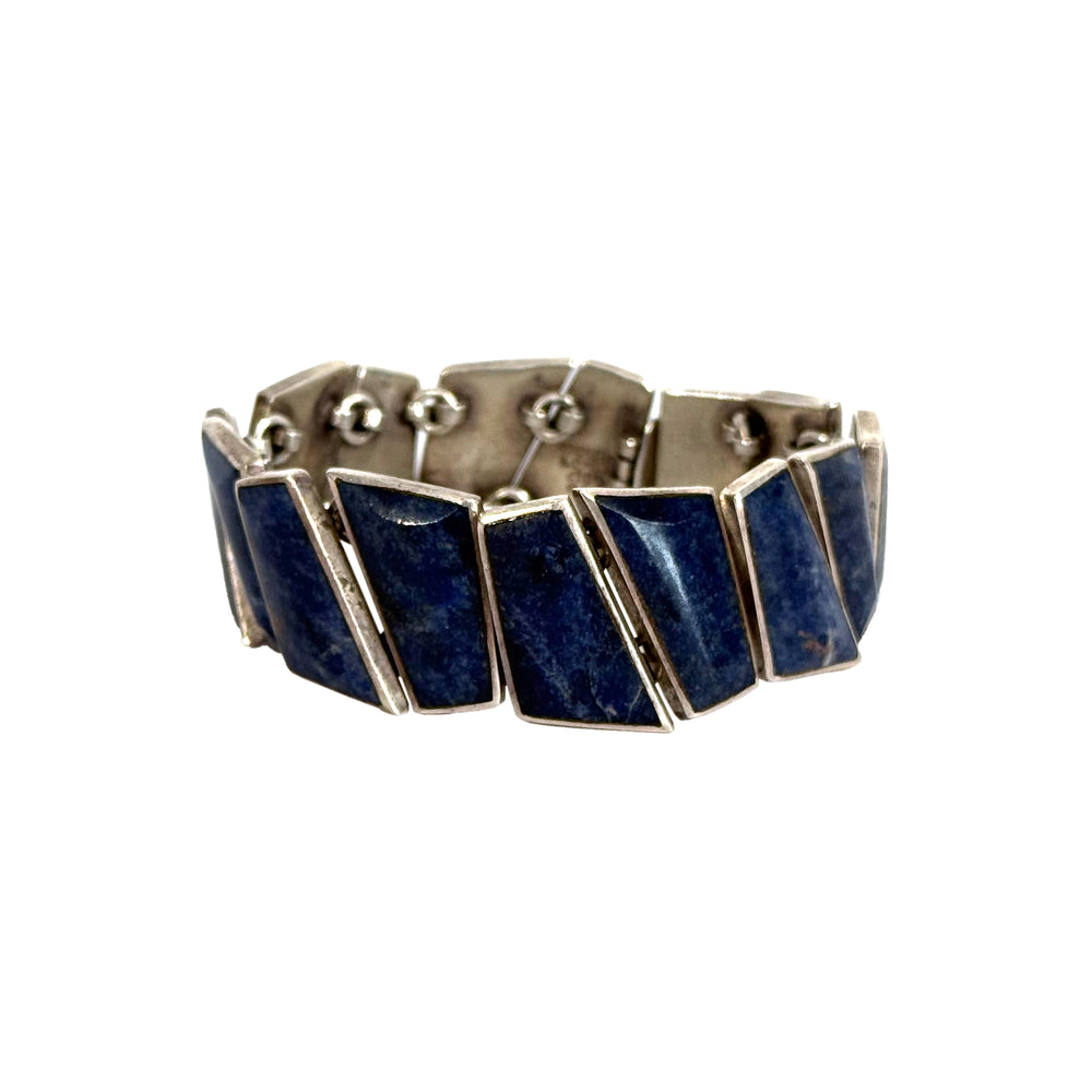 Mexican Modernist Silver & Lapis Bracelet