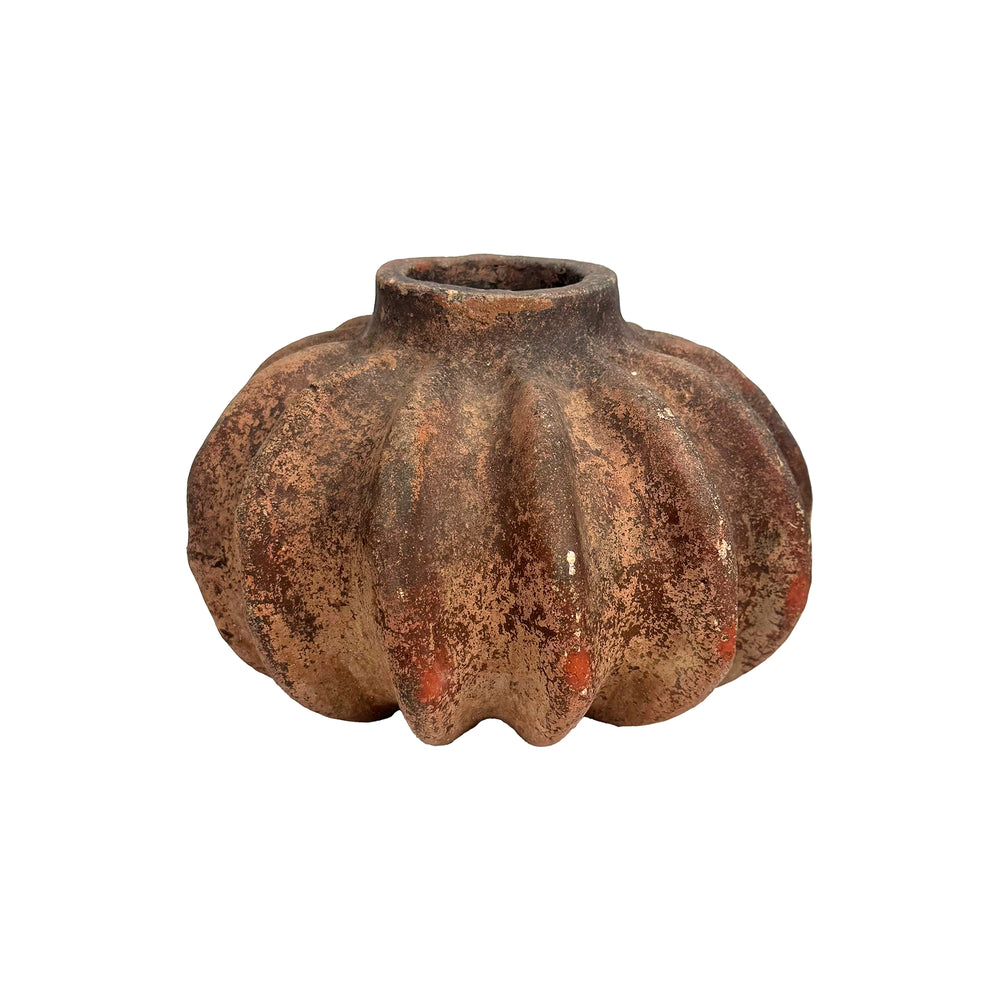 Mexican Studio Ceramic Ribbed Vase