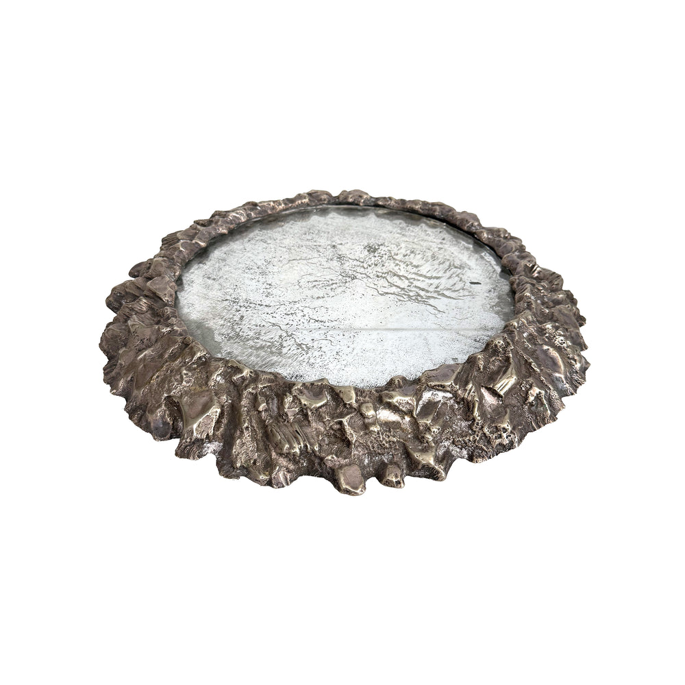 Mirrored Plateau/Stand with Silvered Bronze Frame