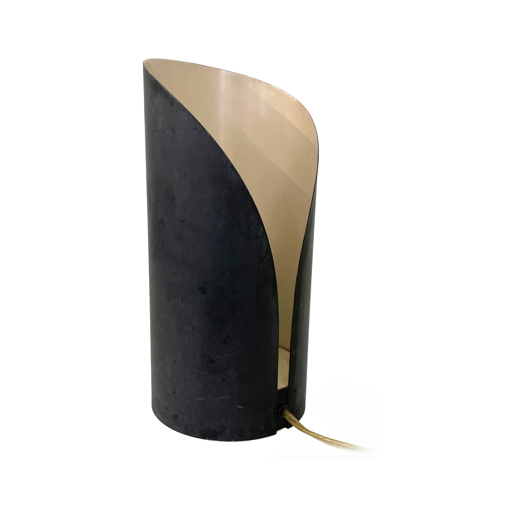 Modernist Black Enameled Cylindrical Up-Light Lamp