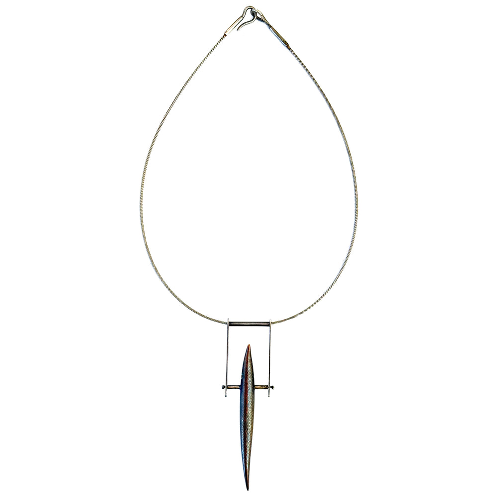 Modernist Bronze & Steel Fish Necklace