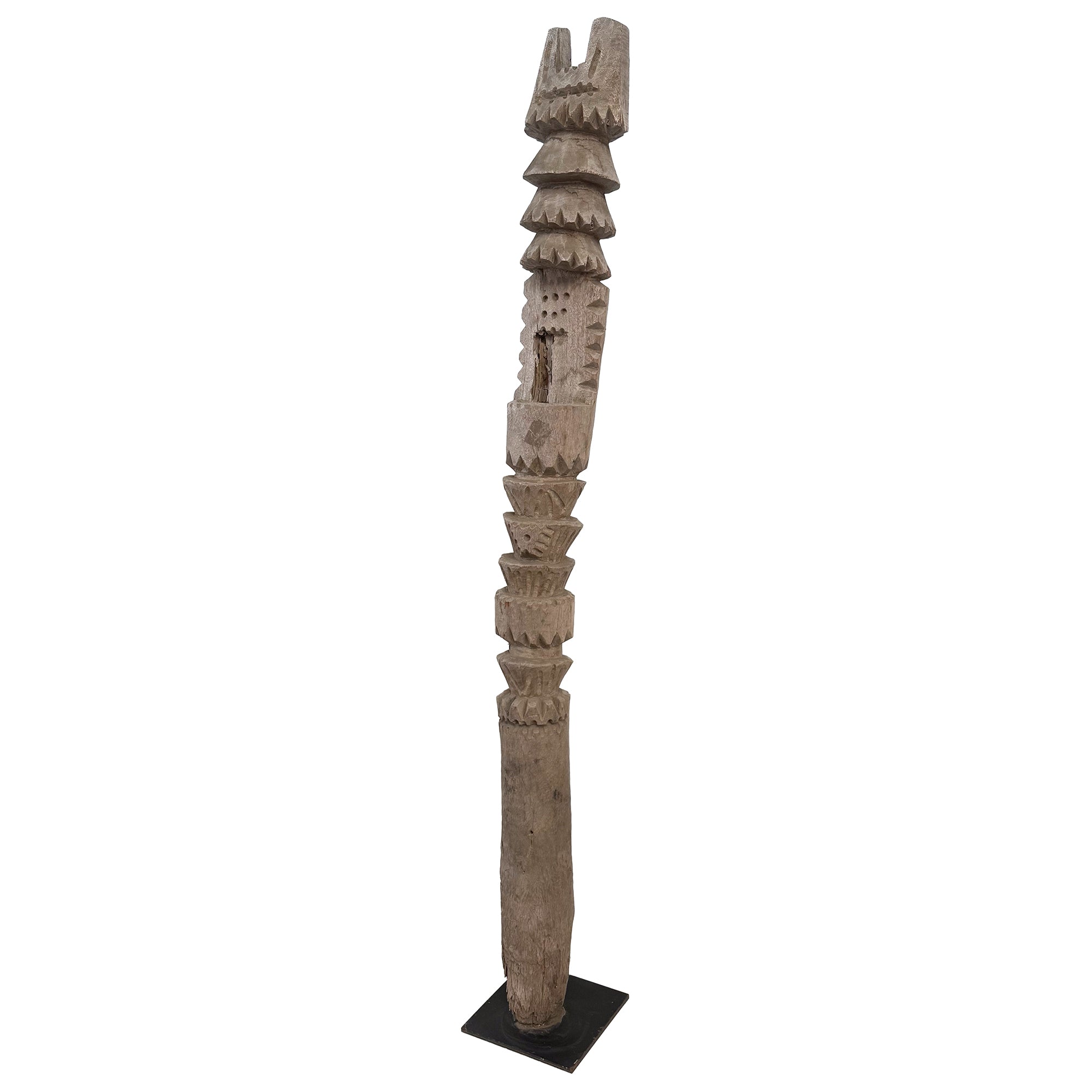 Modernist Carved Wood Totem Sculpture