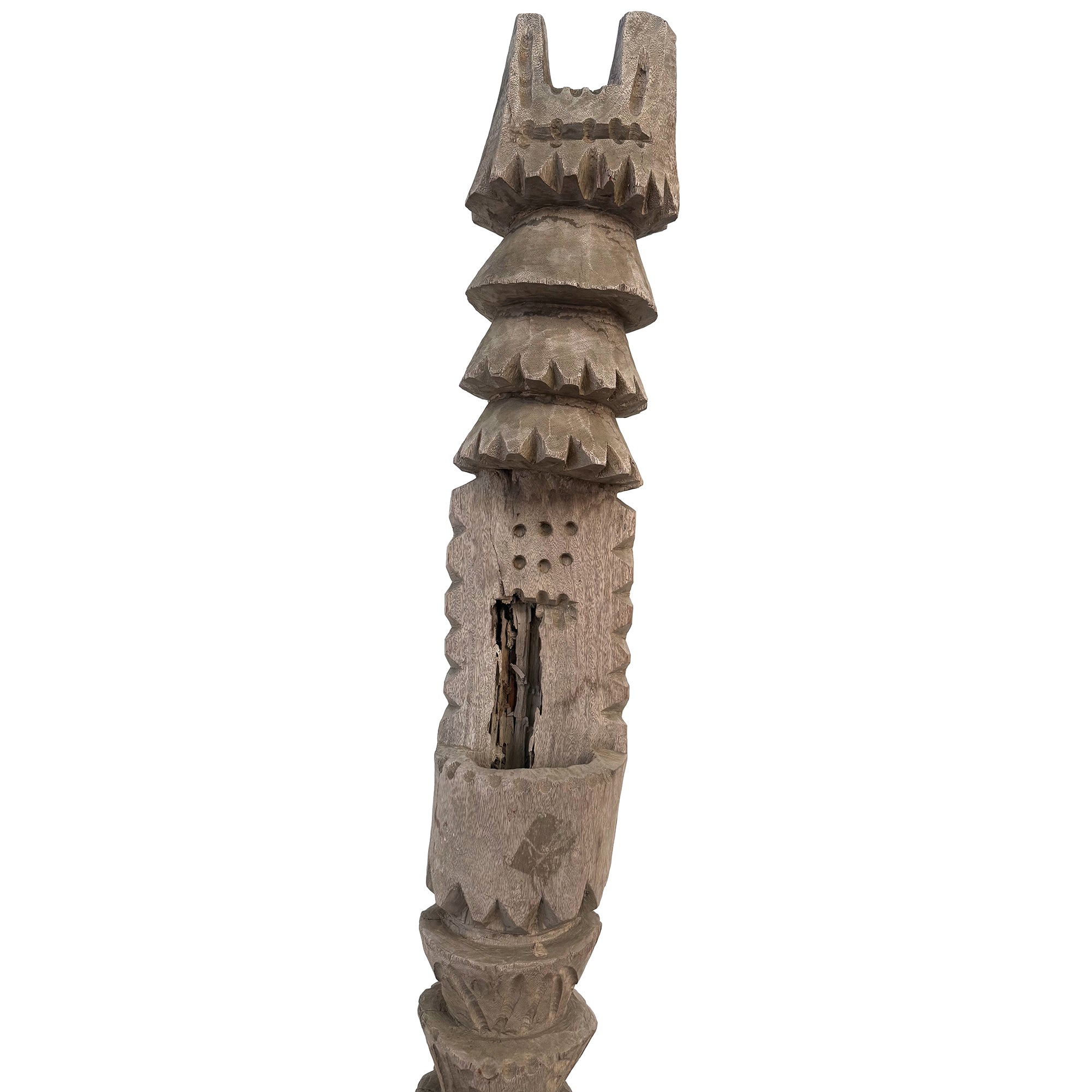 Modernist Carved Wood Totem Sculpture