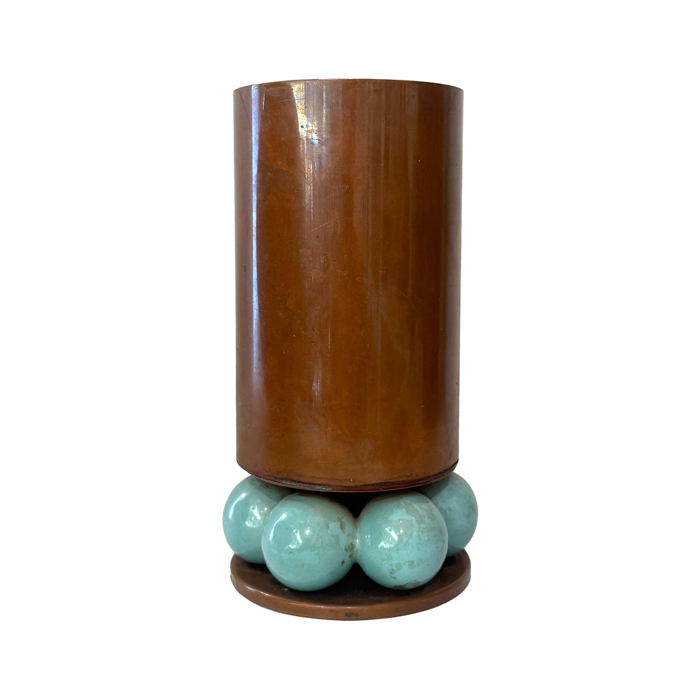 Modernist Copper & Ceramic Spheres Vase by Royal Hickman