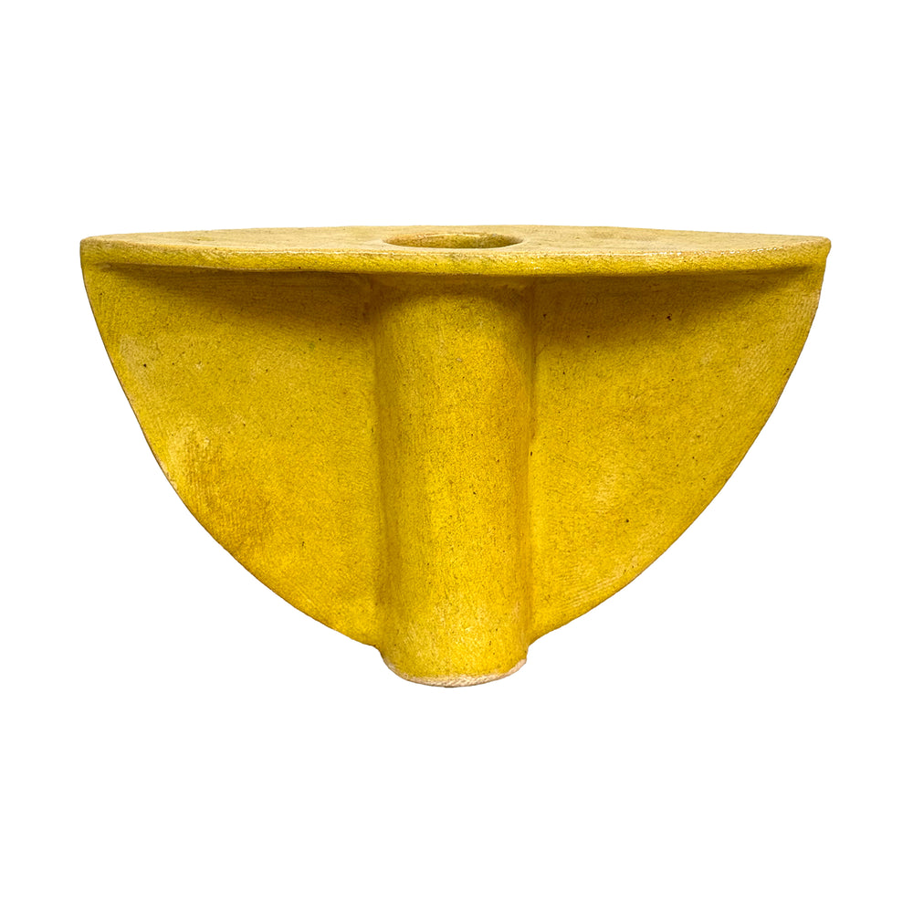 Modernist Japanese Studio Ceramic Ikebana Vase with Yellow Glaze