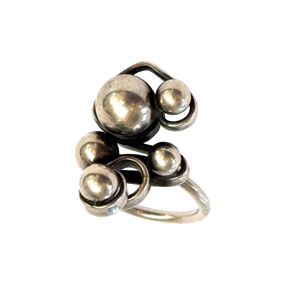 Modernist Sterling Ring with Spheres Design