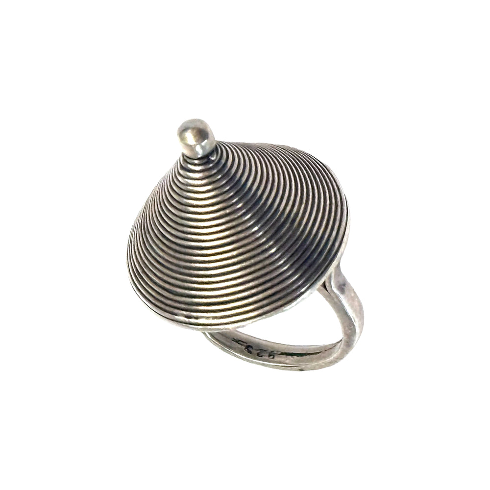 Modernist Sterling Ring with Stepped Cone Design