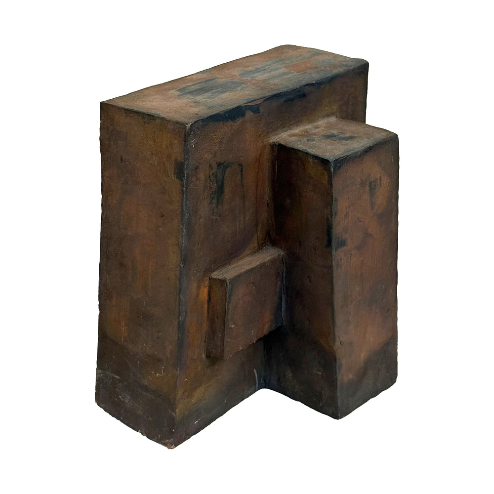 Modernist Studio Ceramic Sculpture with Raku Glaze