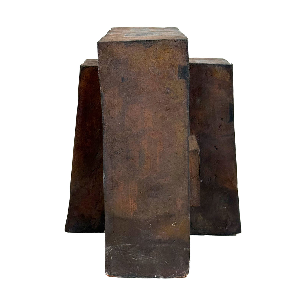 Modernist Studio Ceramic Sculpture with Raku Glaze