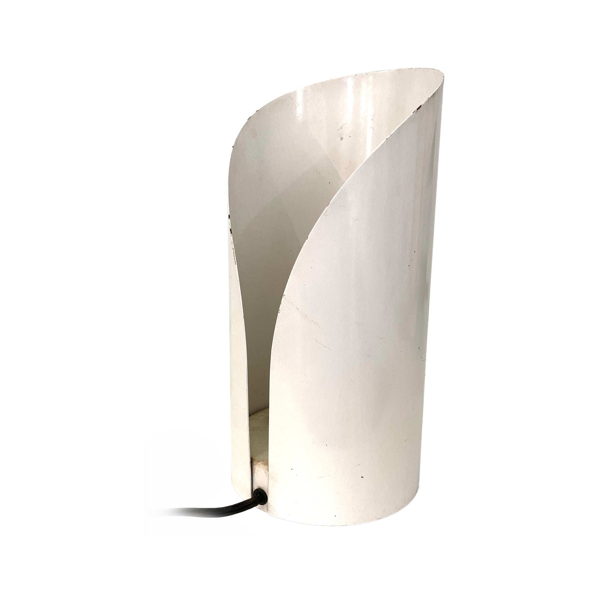 Modernist White Enameled Cylindrical Up-Light Lamp