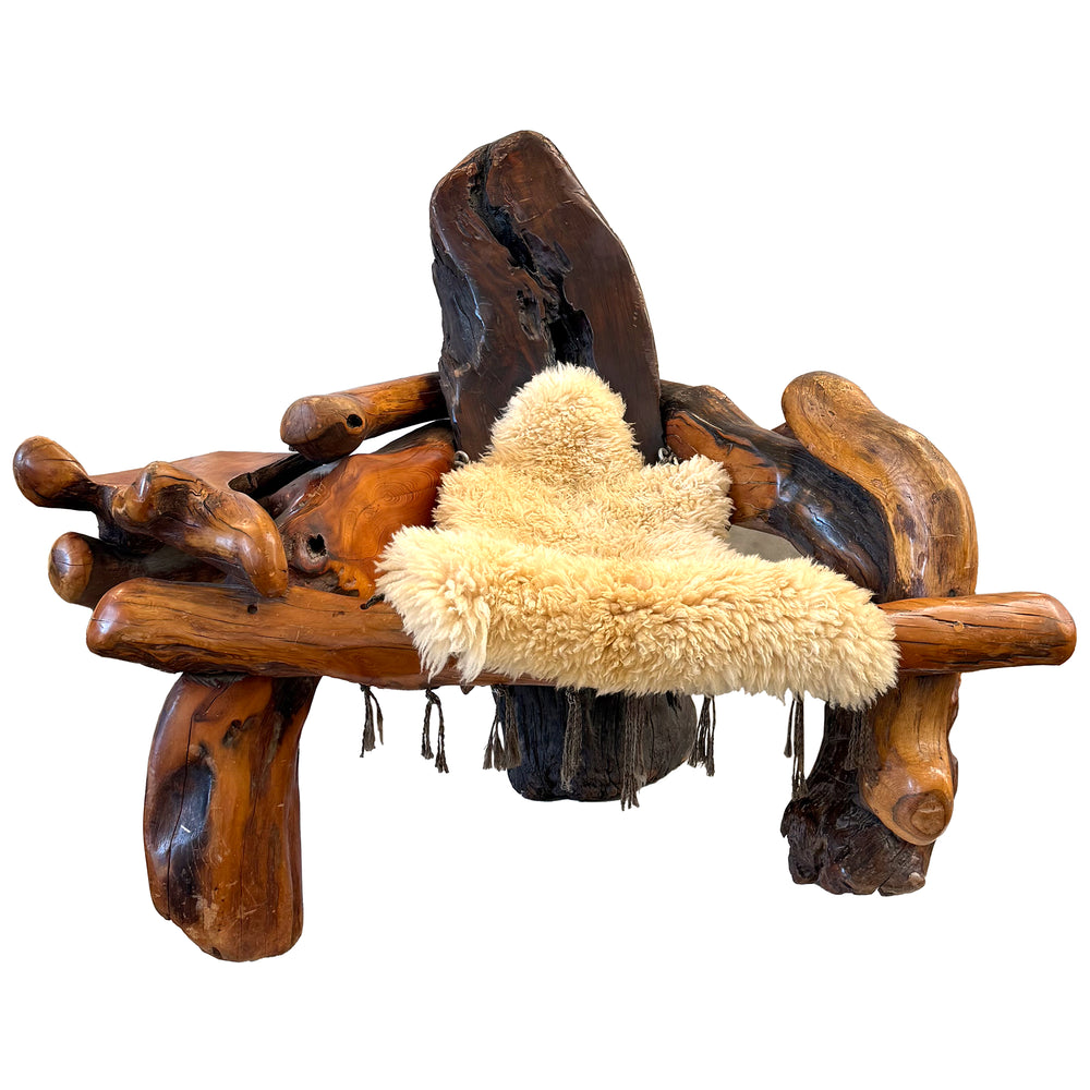 Monumental Organic Modern Redwood Assemblage Armchair
