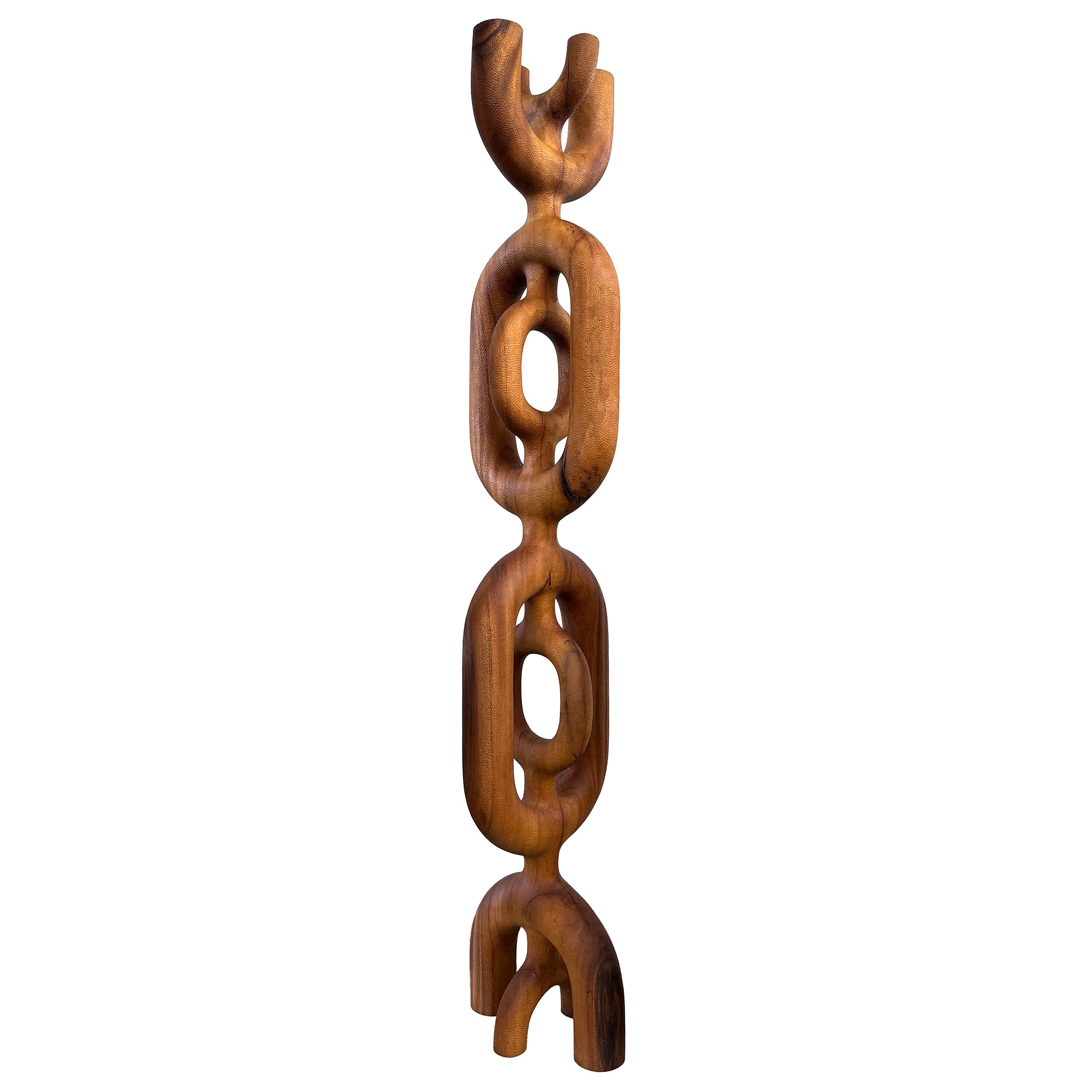 Monumental Carved Wood Totem Sculpture by Aleph Geddis