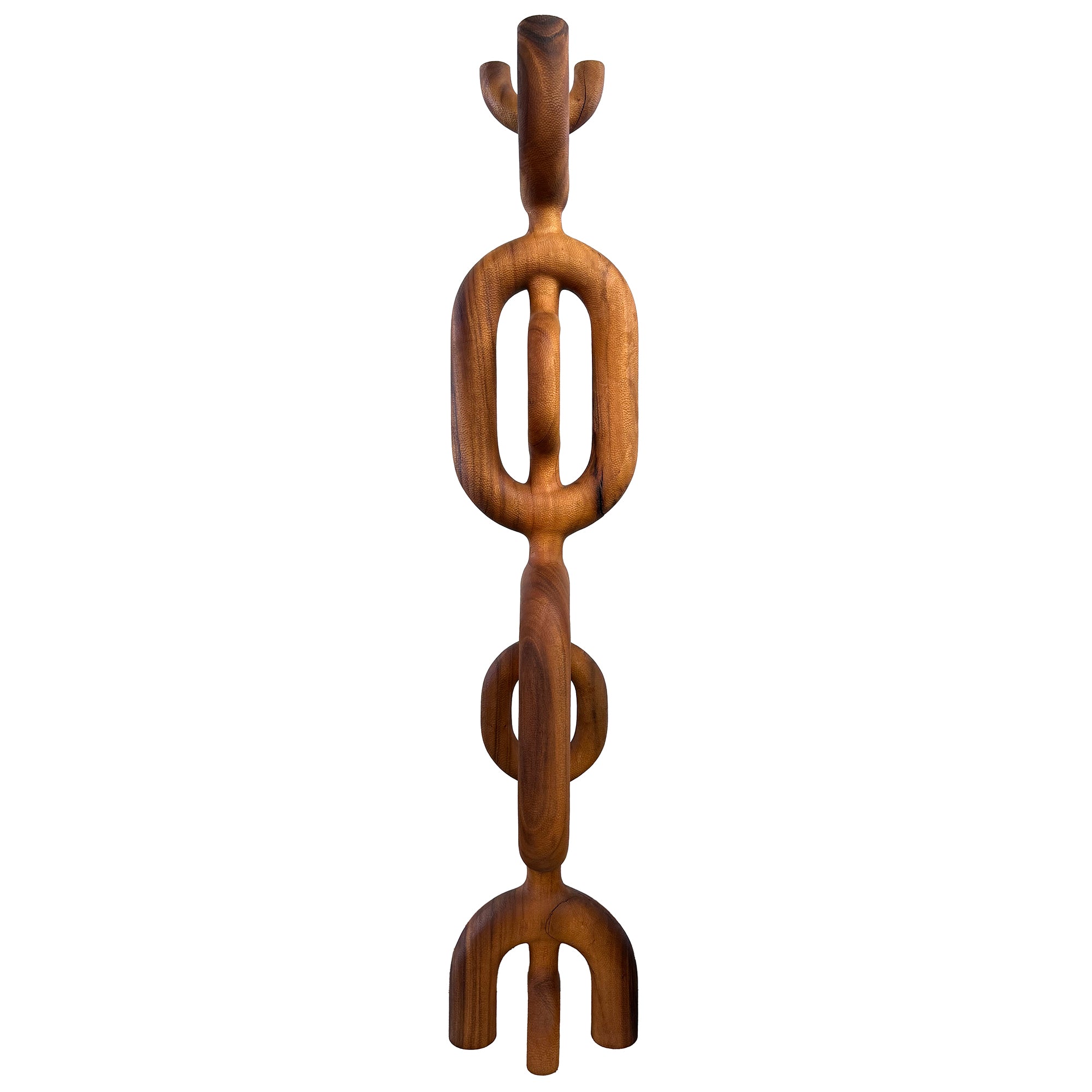 Monumental Carved Wood Totem Sculpture by Aleph Geddis