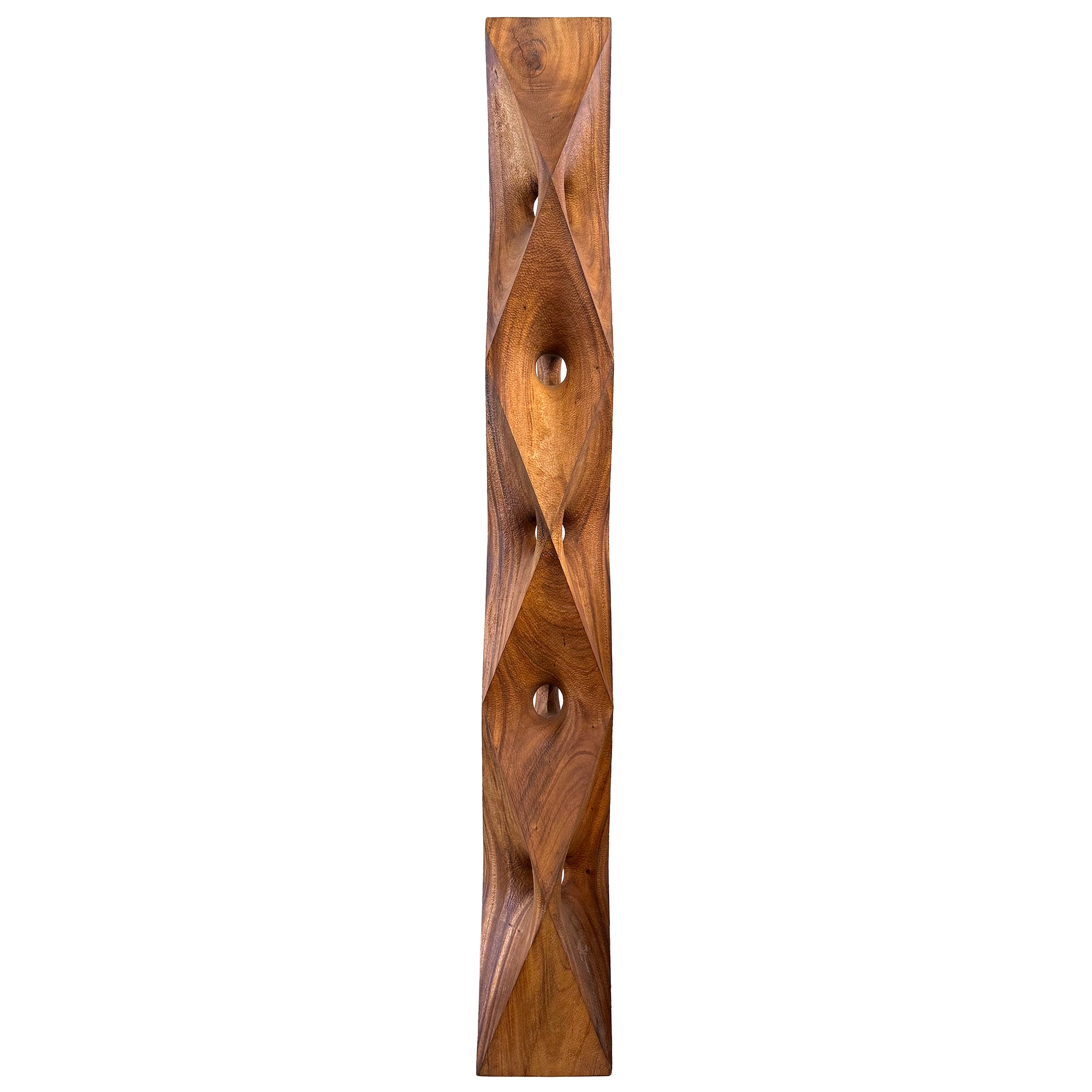 Monumental Geometric Carved Wood Totem Sculpture by Aleph Geddis