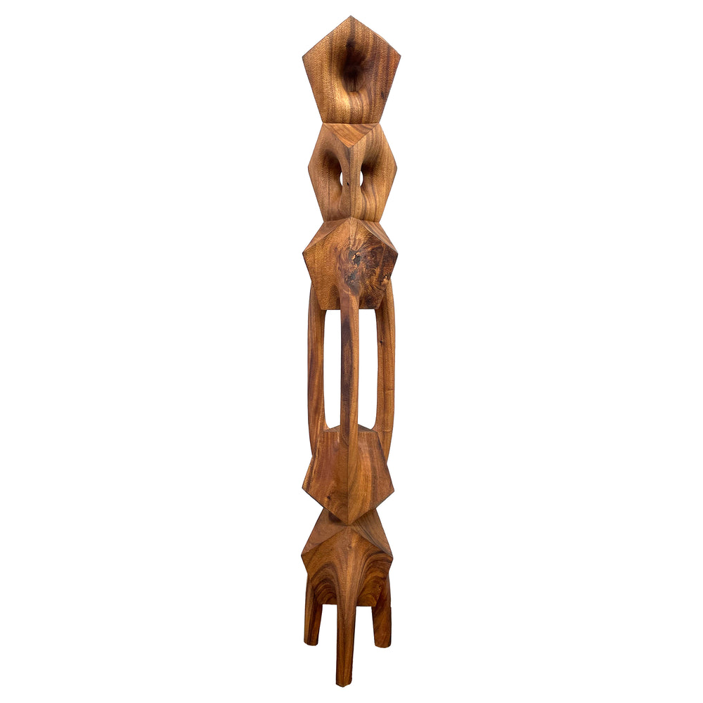 Monumental Contemporary Carved Wood "Hard/Soft" Totem Sculpture by Aleph Geddis