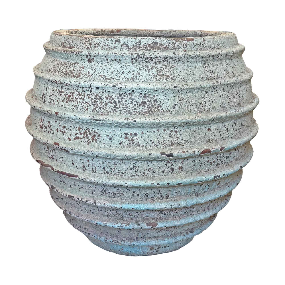 Monumental Ribbed Cast Stone Planter