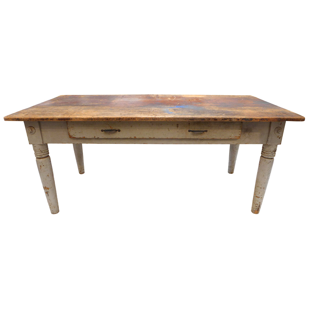 Painted Turned Wood Work Table