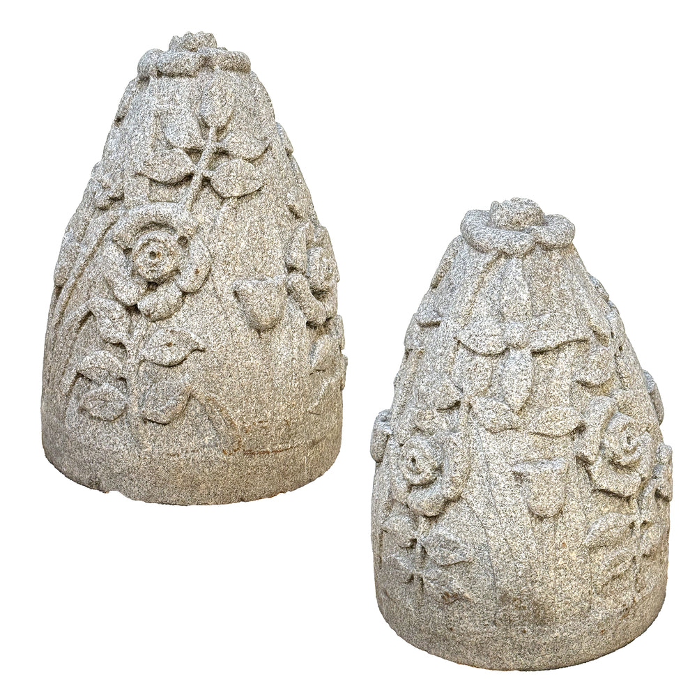 Pair of 1930’s Carved Stone Garden Sculptures