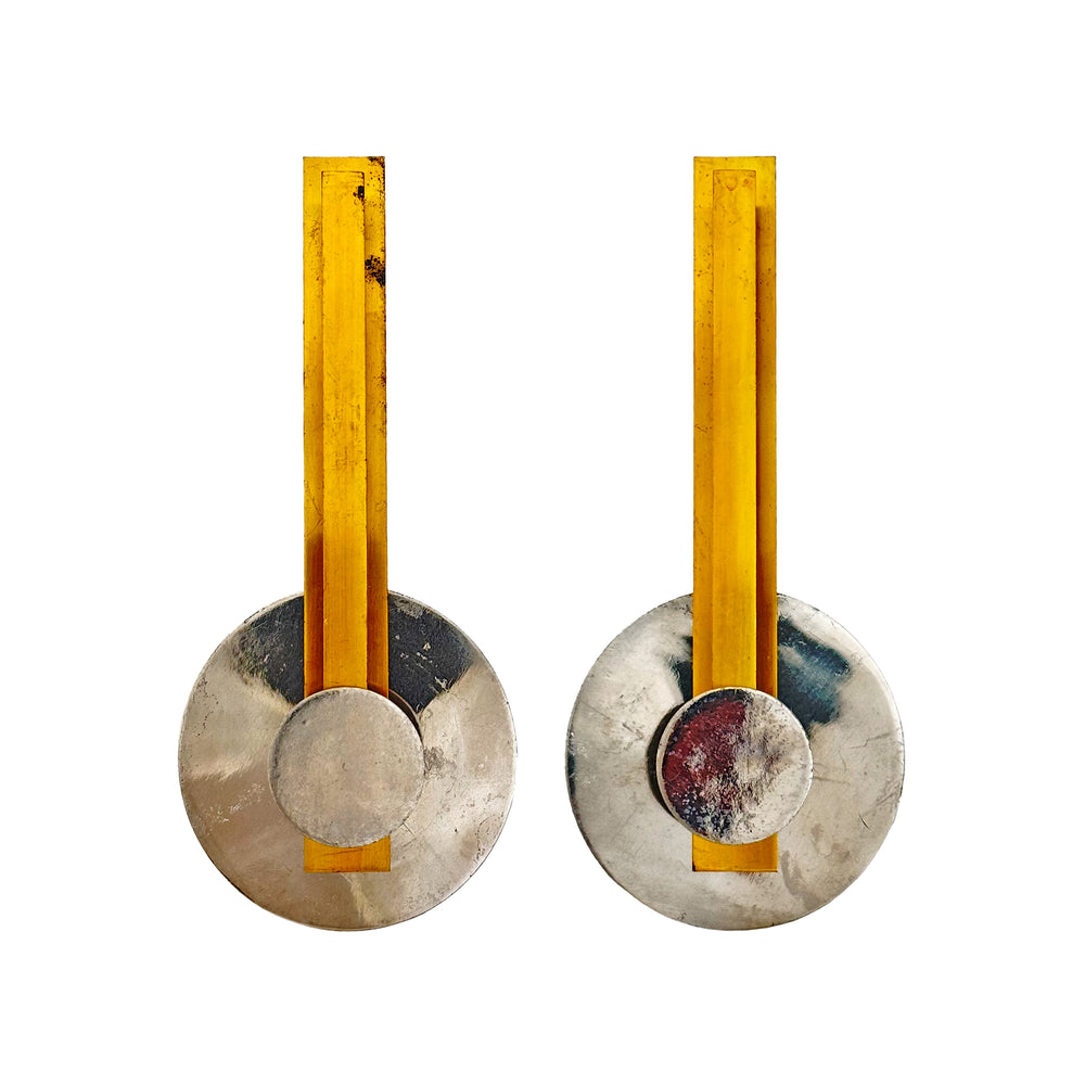 Pair of Art Deco Brass & Chromed Steel Pulls