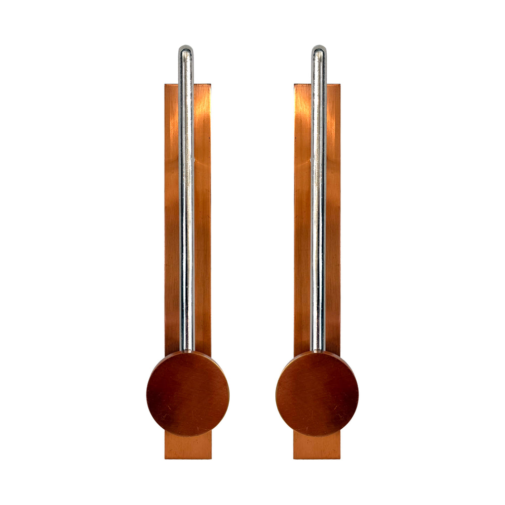Pair of Art Deco Copper & Chromed Steel Pulls