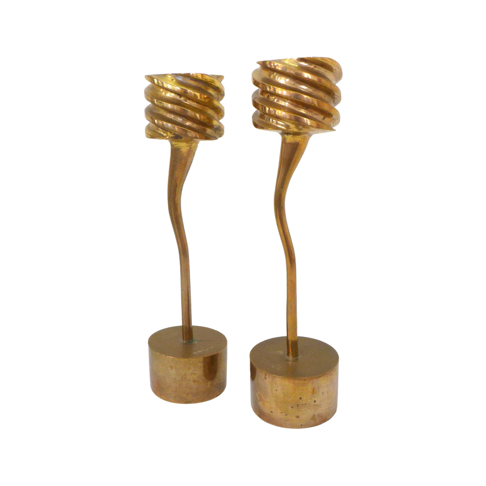 Pair of Brass Candlesticks by Vassilakis Takis for Artcurial