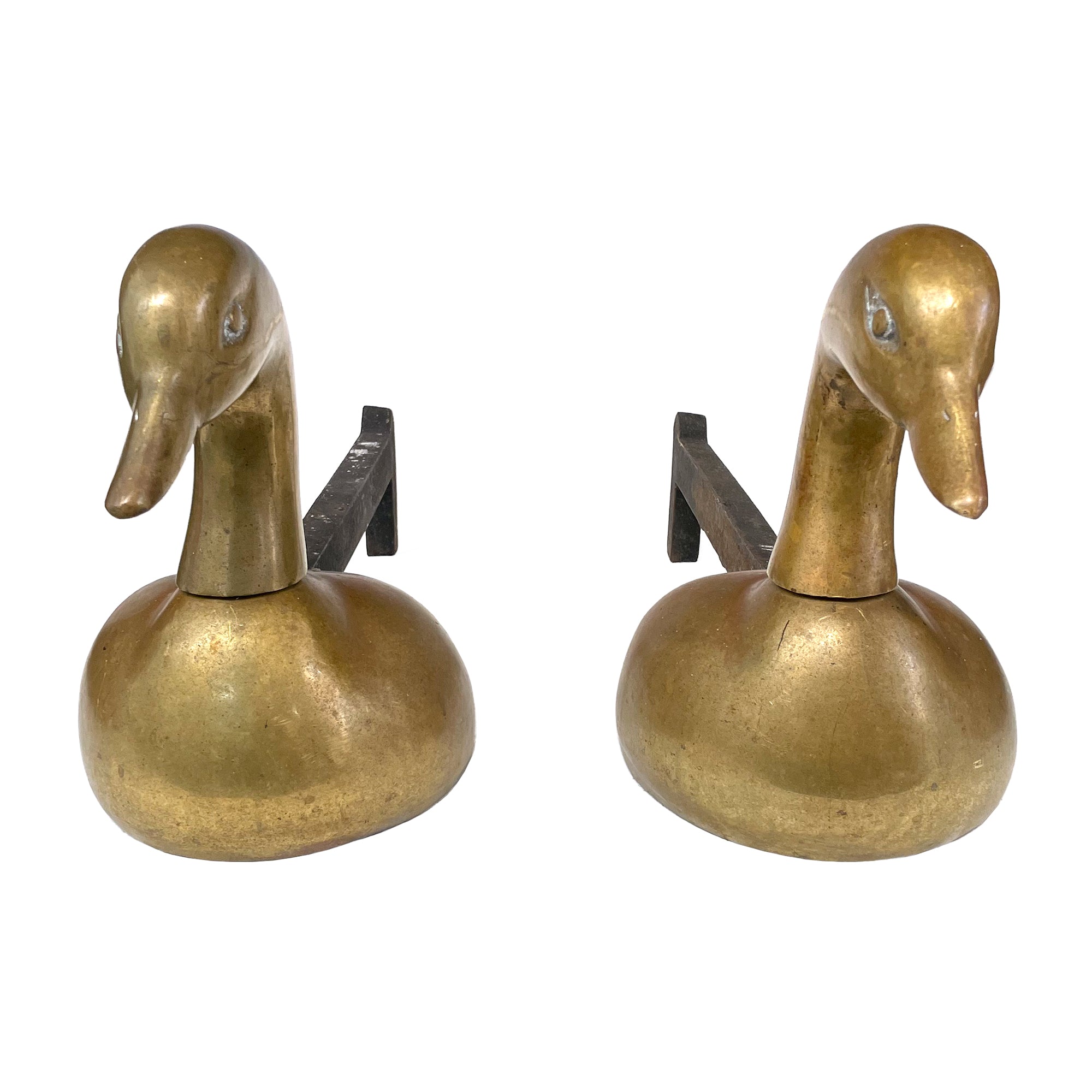 Pair of Bronze Ducks Andirons