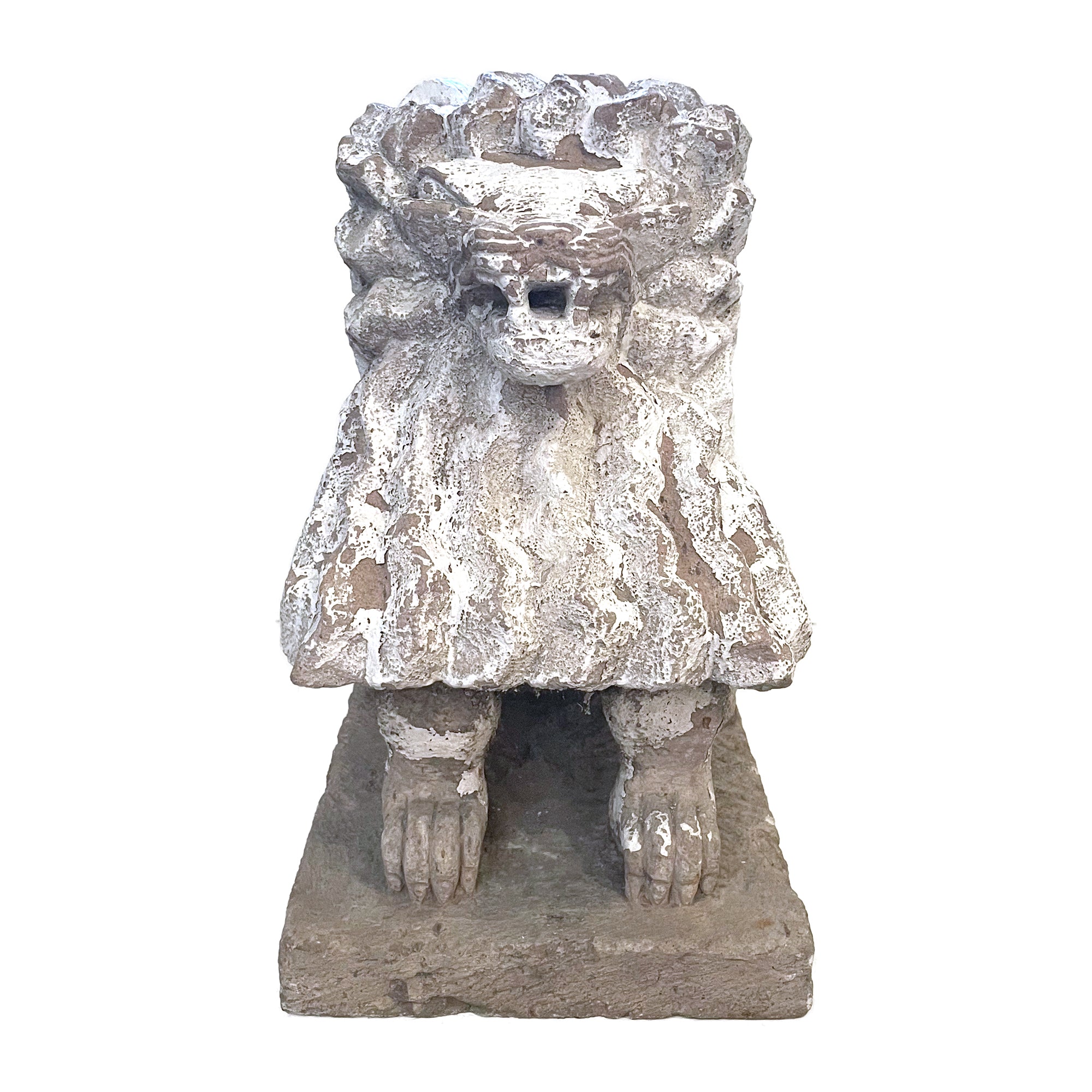 Pair of Cast Stone Stylized Lion Garden Sculptures