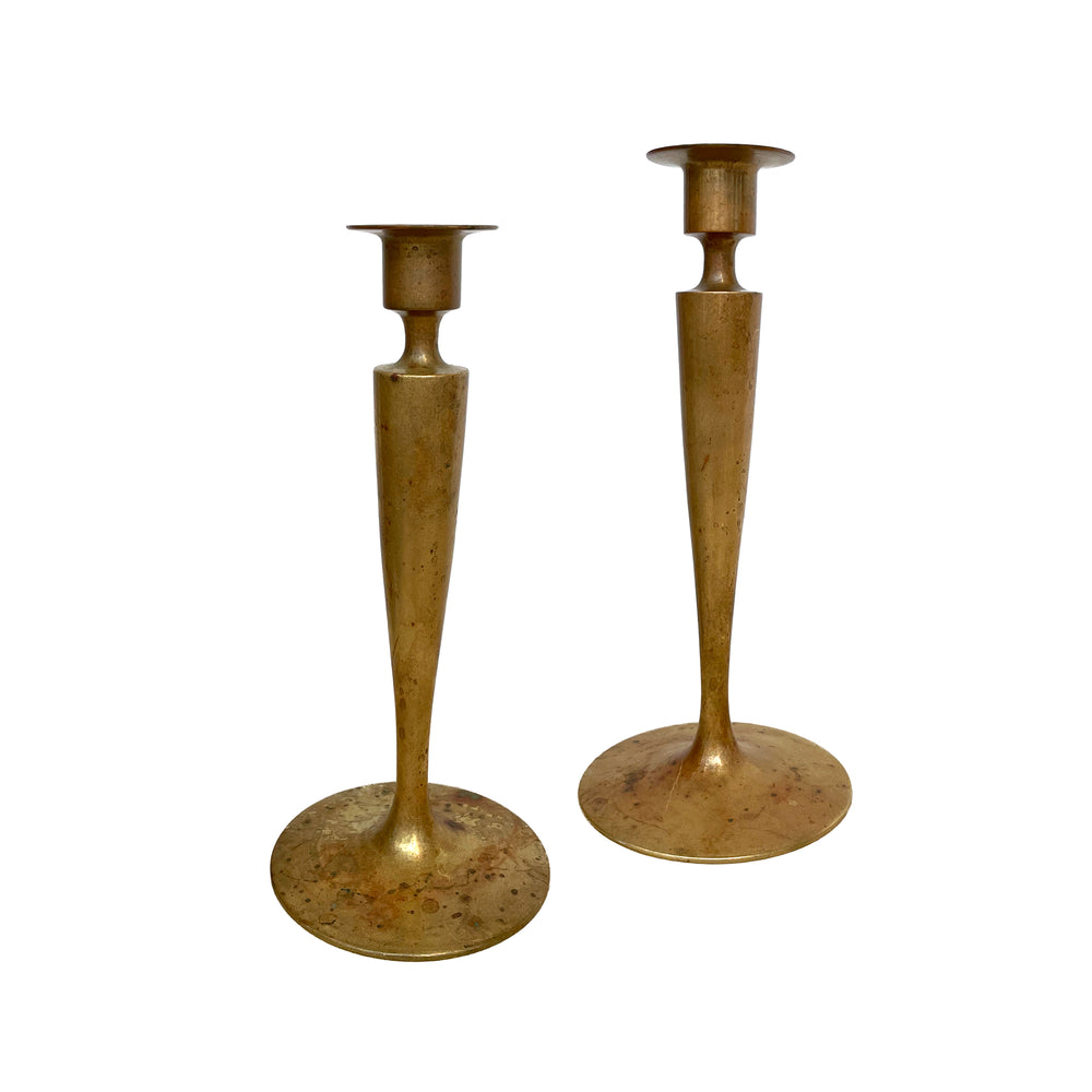 Pair of Early 20th Century Bronze French Candlesticks