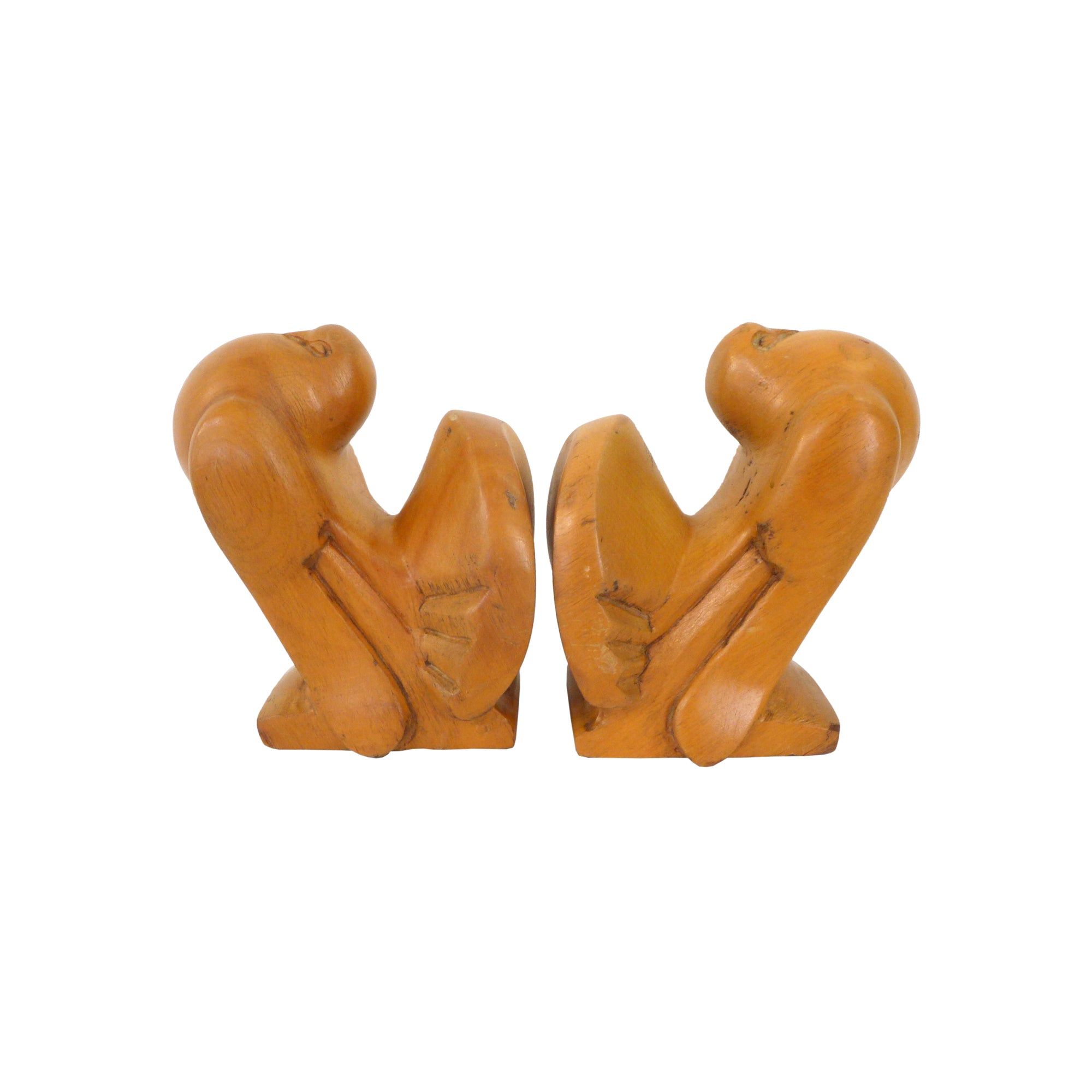Pair of French Carved Fruitwood “Doves” Bookends
