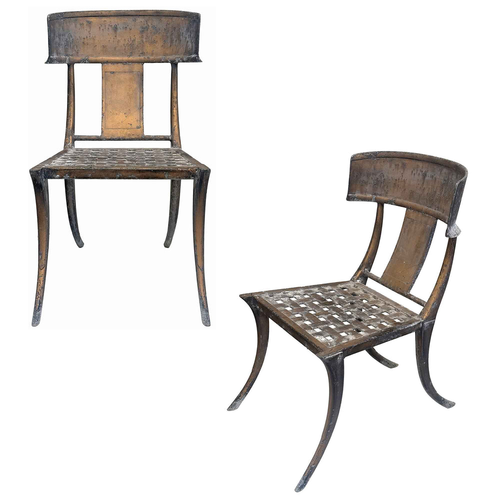 Pair of Klismos "Bronzed" Chairs by Michael Taylor