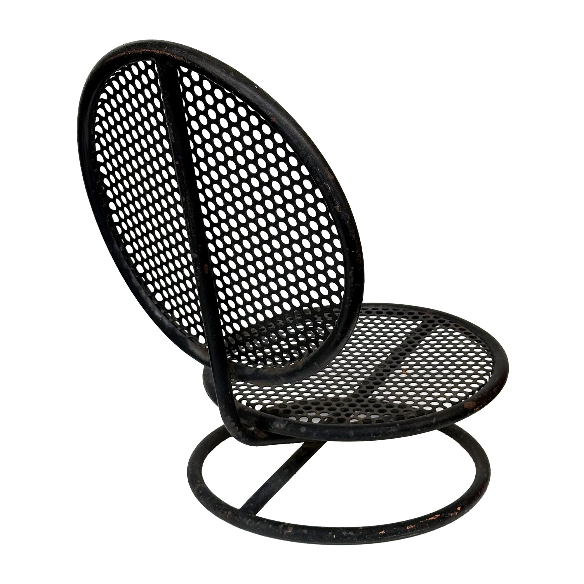 Pair of Low Perforated Steel Outdoor Chairs by Wes Williams
