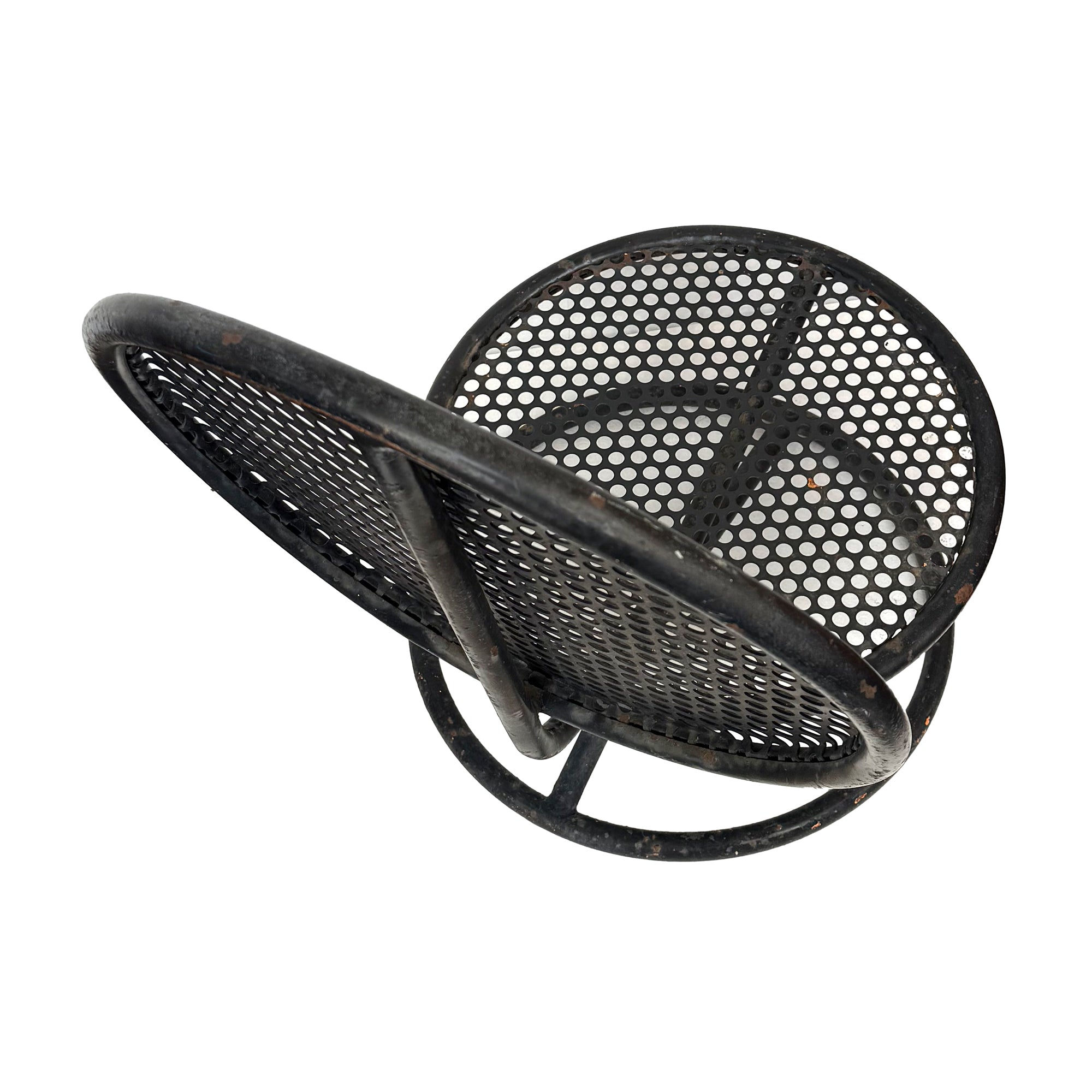 Pair of Low Perforated Steel Outdoor Chairs by Wes Williams