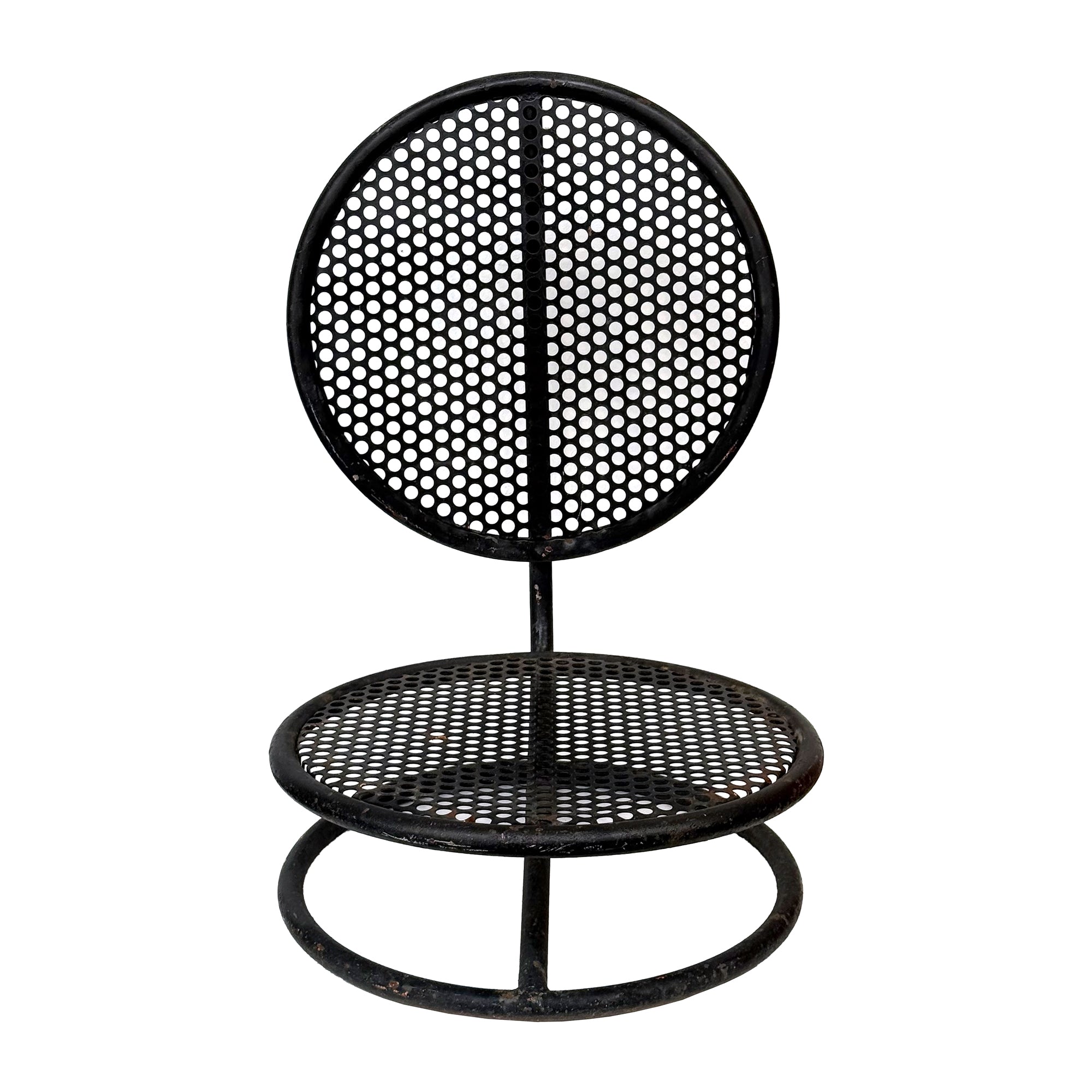 Pair of Low Perforated Steel Outdoor Chairs by Wes Williams