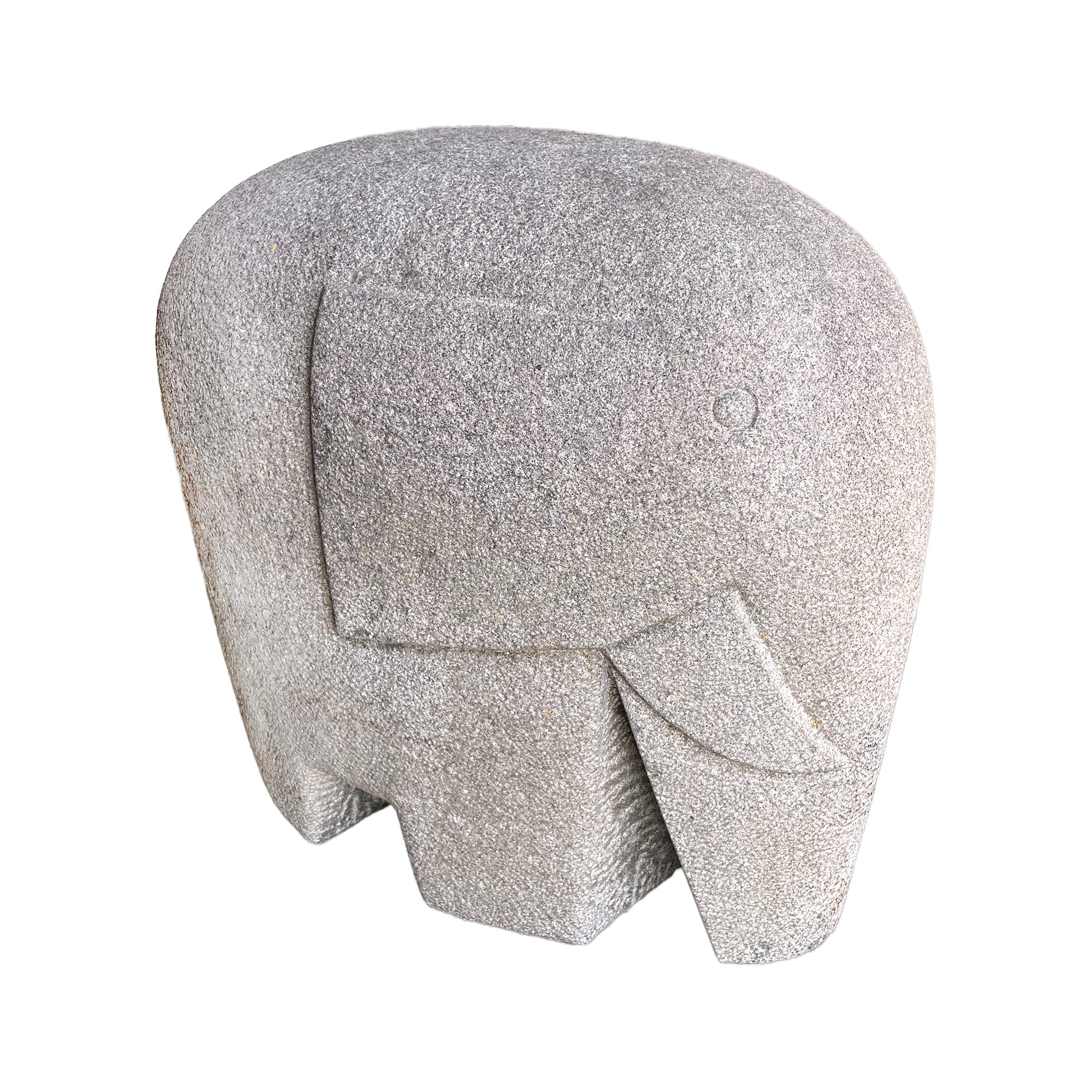 Pair of Modernist Carved Granite Stylized Elephant Sculptures