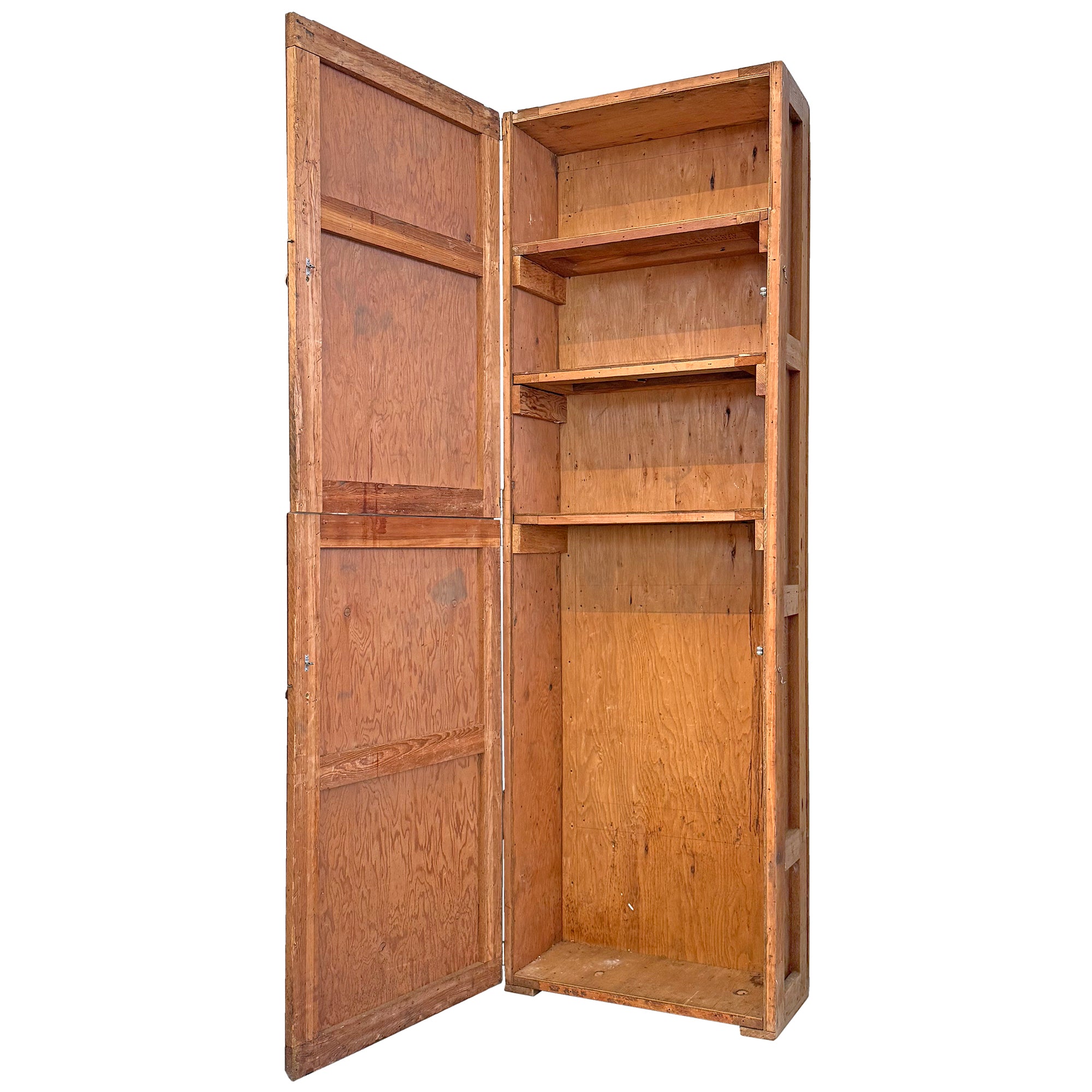 Pair of Monumental Rustic Plywood Cabinets