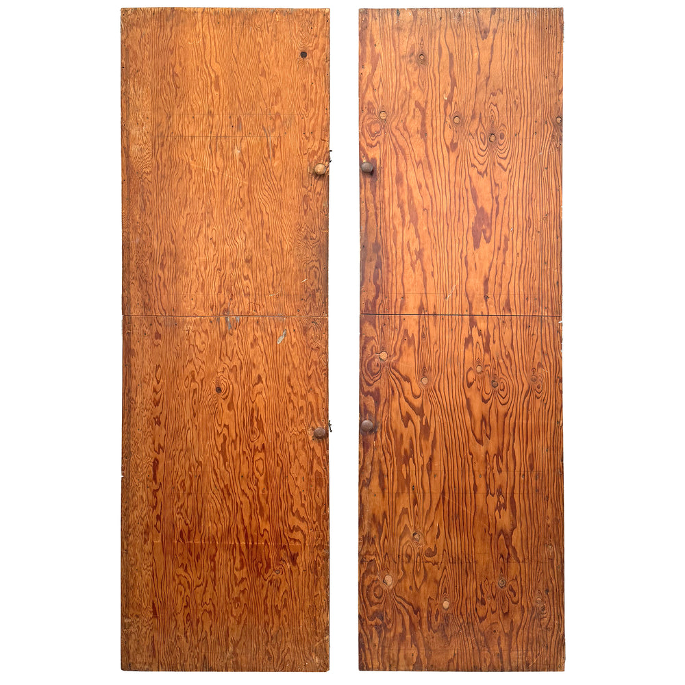 Pair of Monumental Rustic Plywood Cabinets