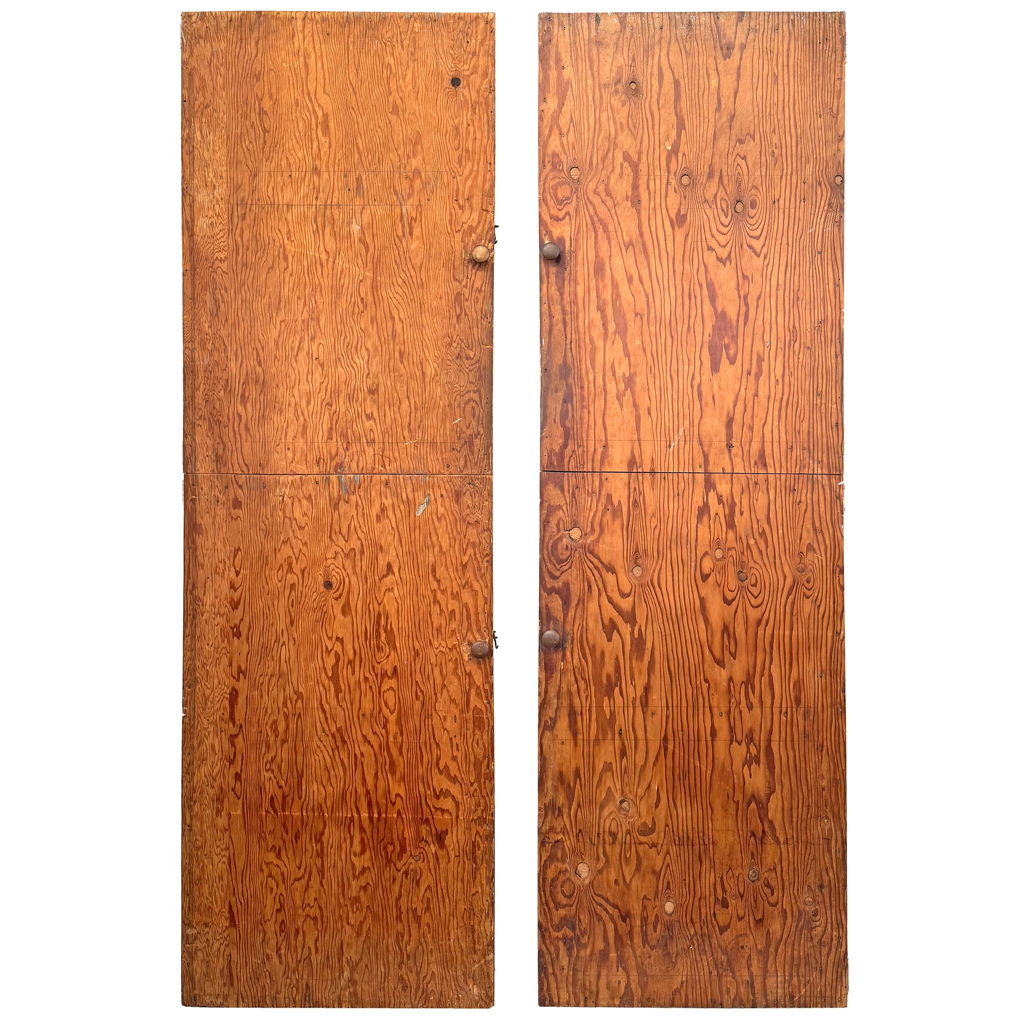 Pair of Monumental Rustic Plywood Cabinets