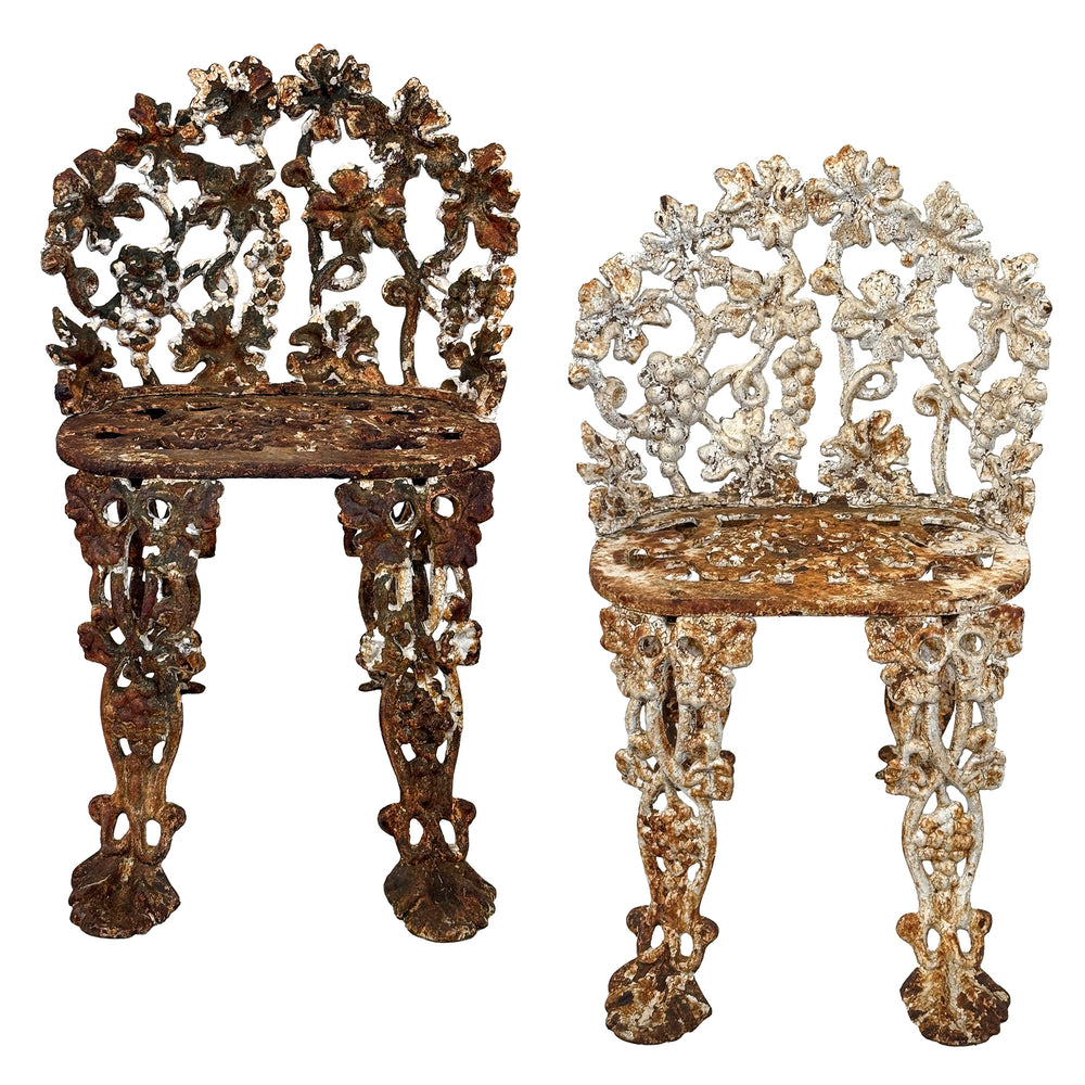 Pair of Petite Cast Iron Garden Chairs