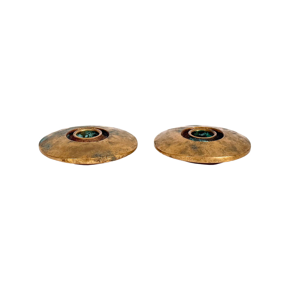 Pair of Petite Finnish Cast Bronze Candle Holders